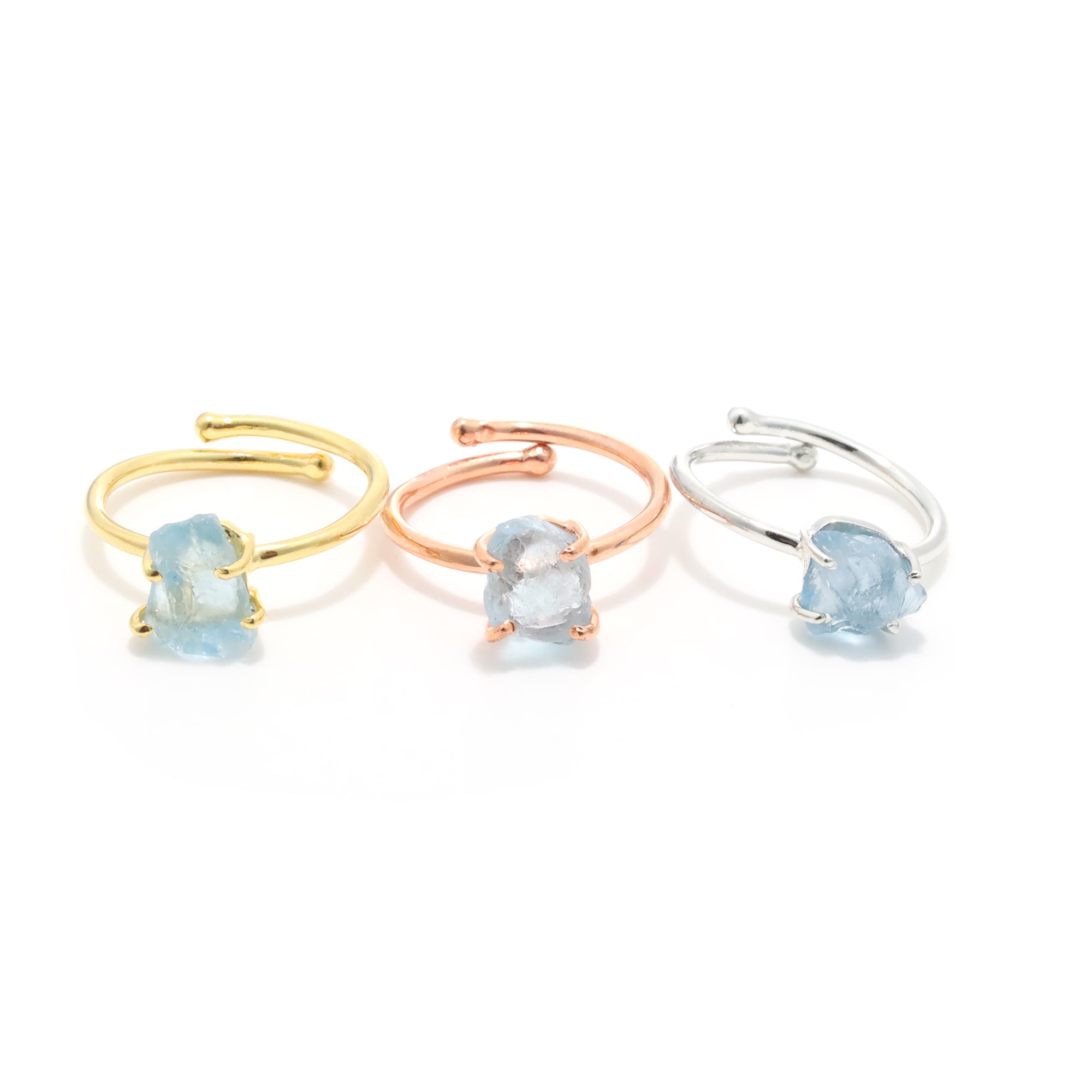 Raw Swiss Blue Topaz Ring in 925 Sterling Silver Rough Gemstone Ring Handmade December Birthstone Jewelry