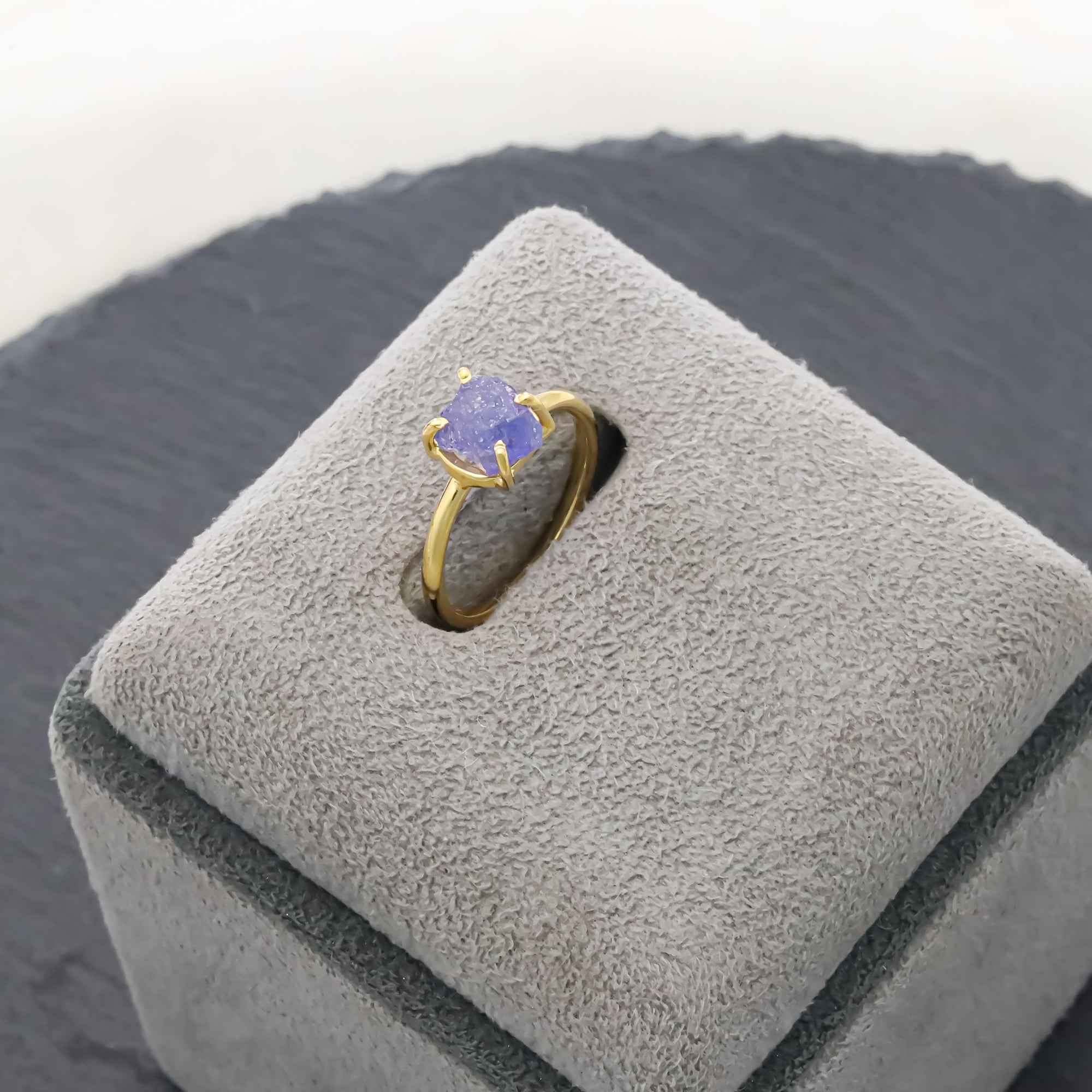 Raw Tanzanite Ring in 925 Sterling Silver Rough Gemstone Ring Handmade December Birthstone Jewelry