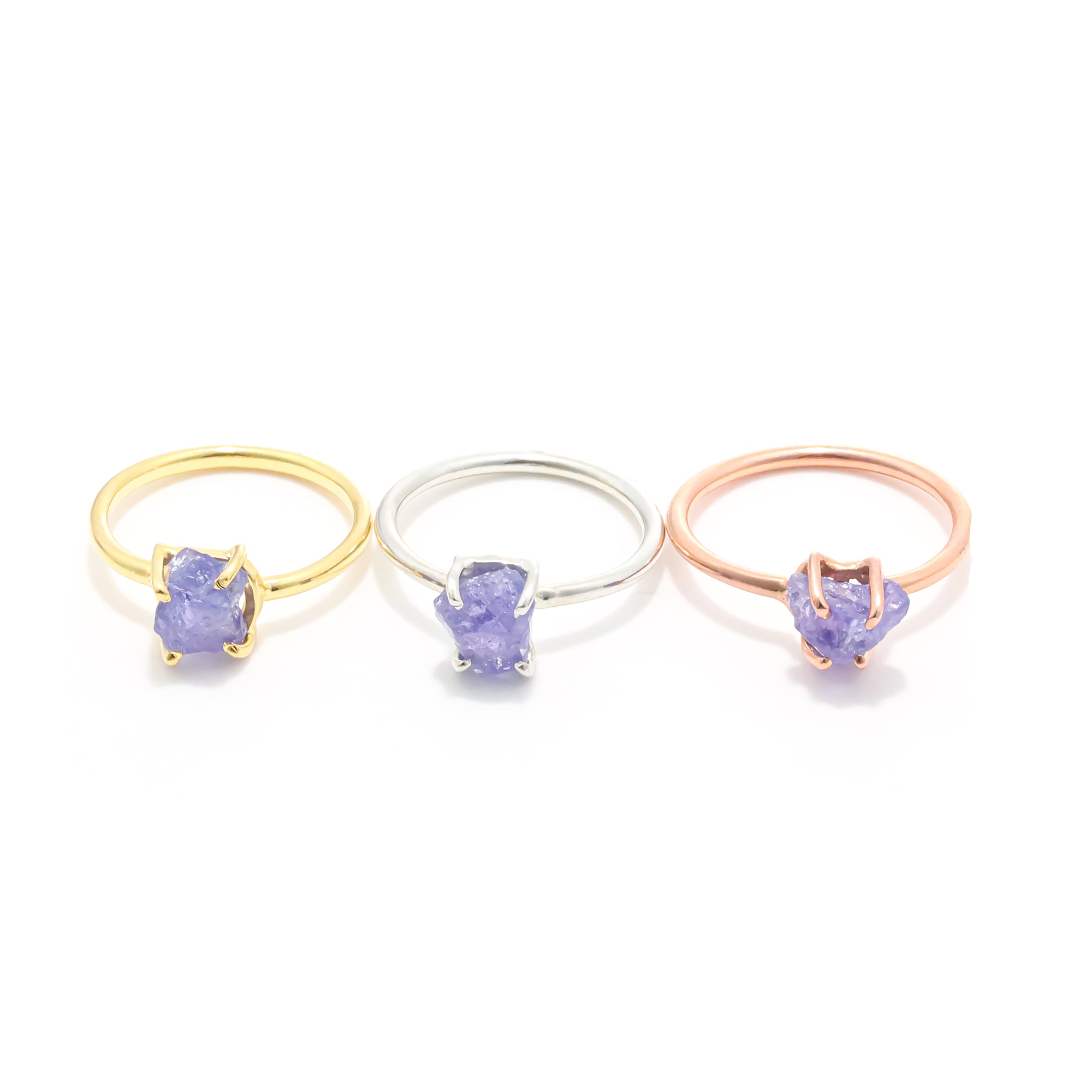Raw Tanzanite Ring in 925 Sterling Silver Rough Gemstone Ring Handmade December Birthstone Jewelry