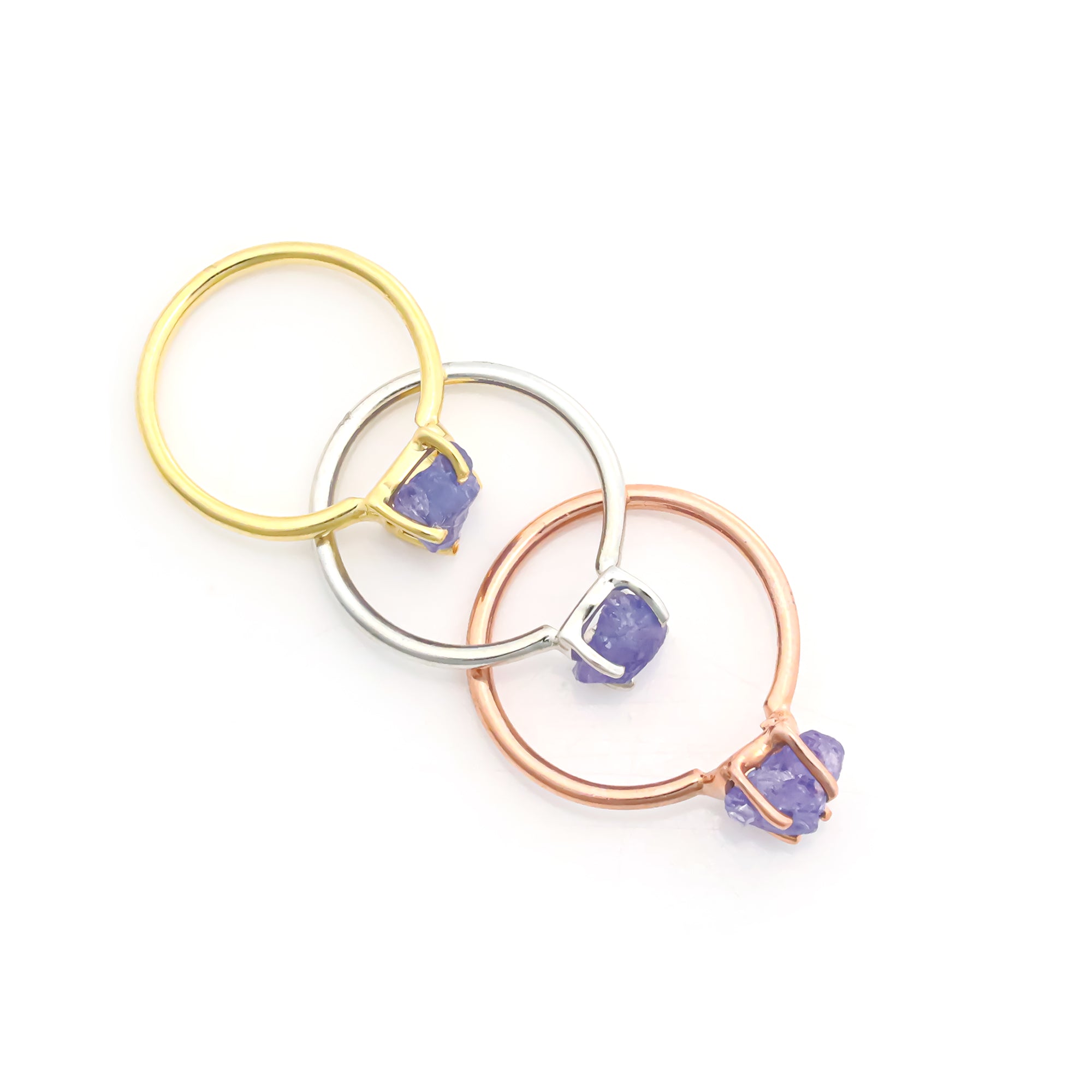Raw Tanzanite Ring in 925 Sterling Silver Rough Gemstone Ring Handmade December Birthstone Jewelry