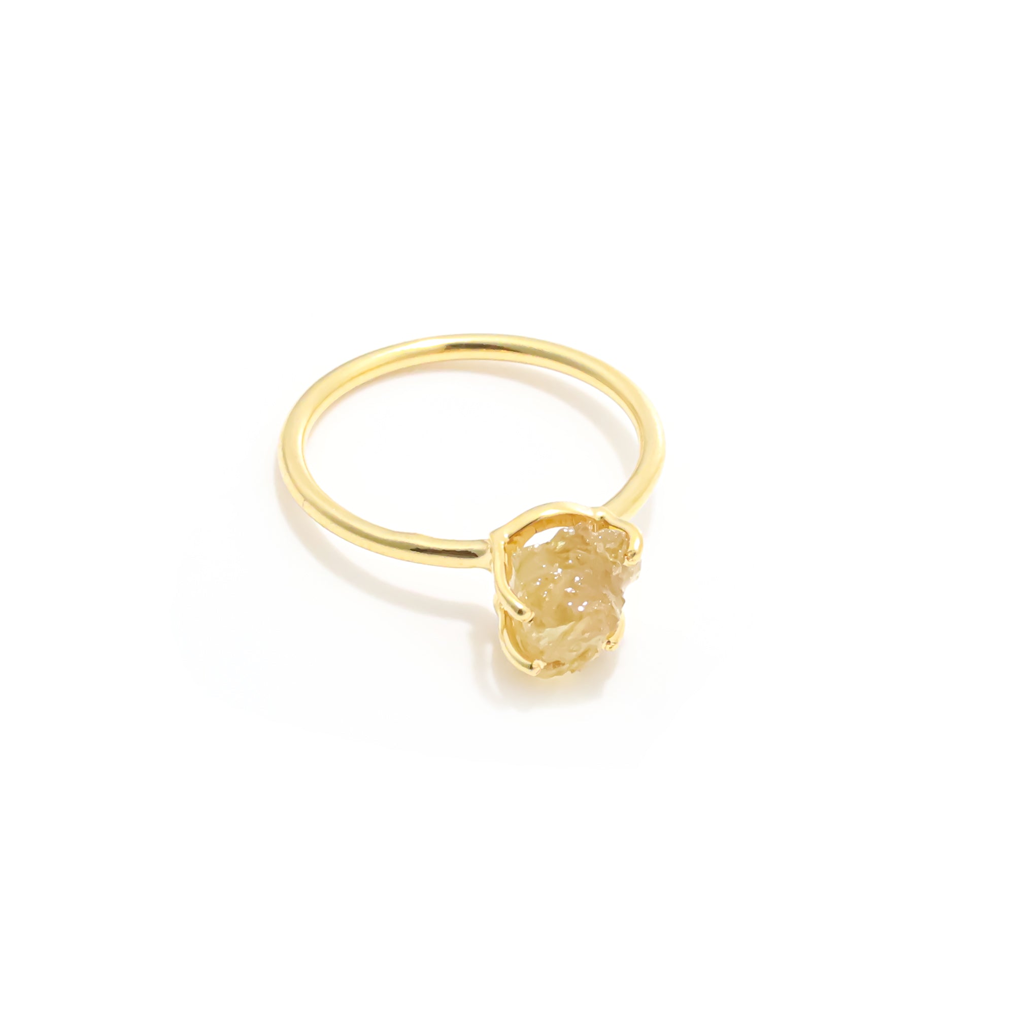Raw Yellow Sapphire Ring in 925 Sterling Silver Rough Gemstone Ring Handmade Jewelry