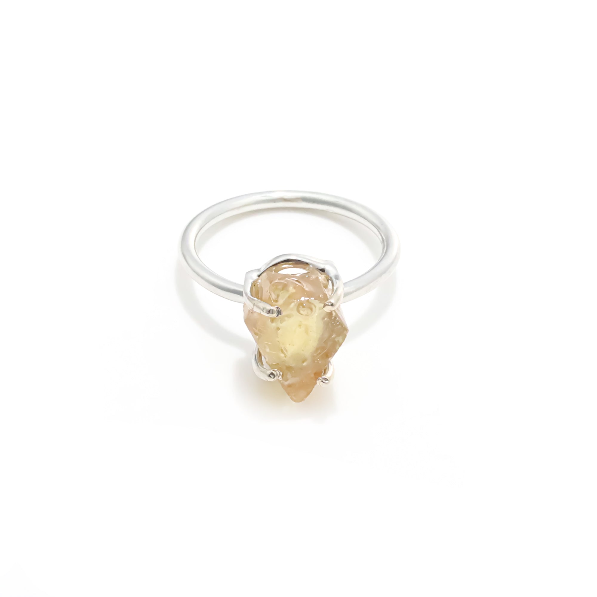 Raw Yellow Sapphire Ring in 925 Sterling Silver Rough Gemstone Ring Handmade Jewelry