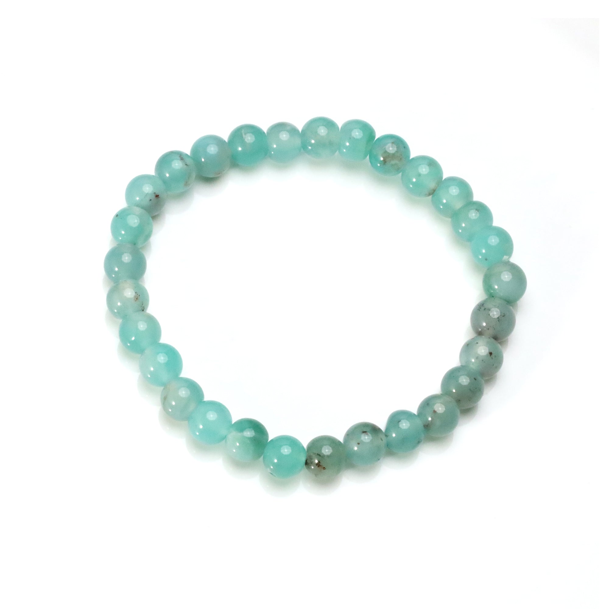 Sky Blue Aqua Chalcedony Gem Bracelet Handmade Round Stone Jewelry 75 Ct