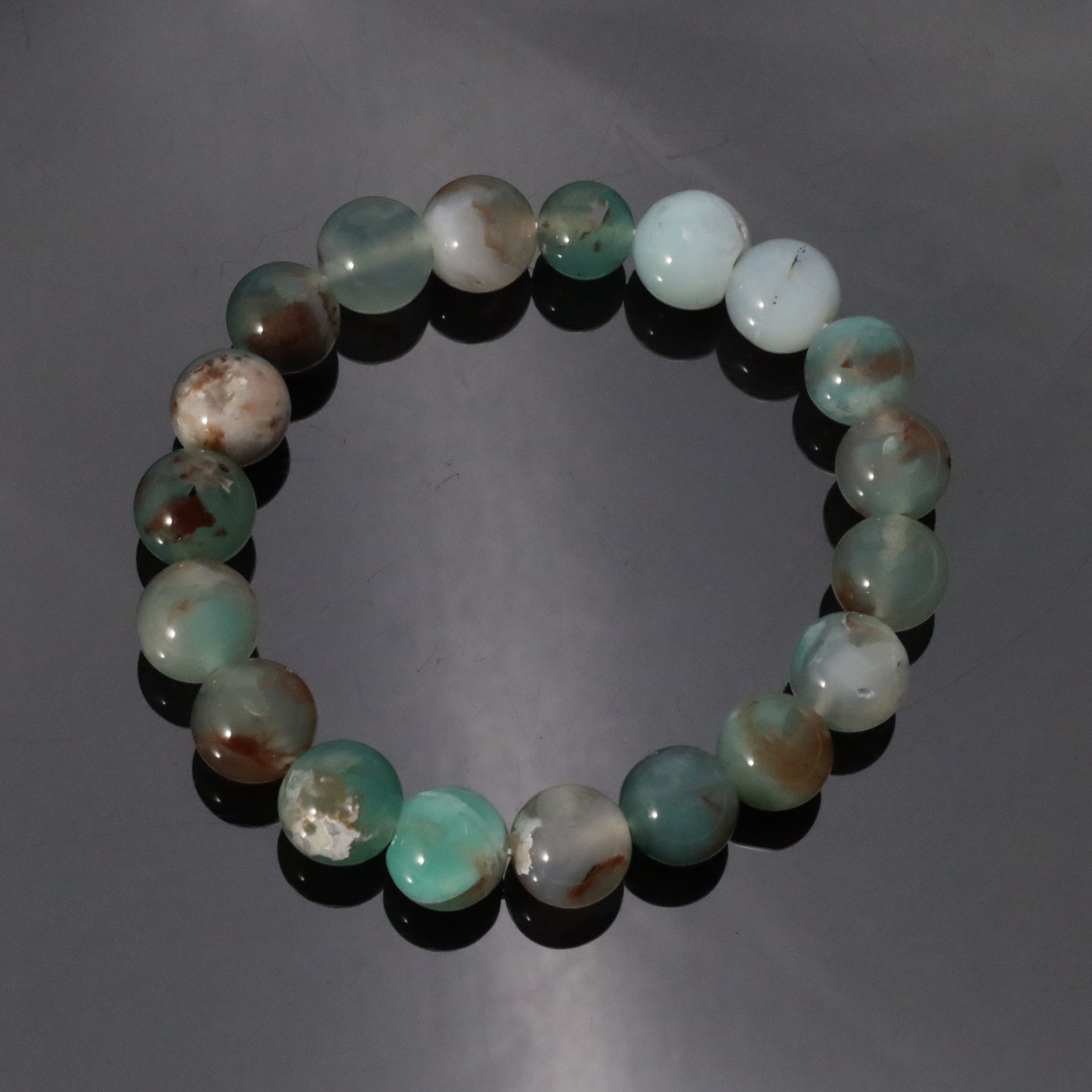 Artisan Aqua Chalcedony Gem Bracelet Natural Round Beads Handcrafted Jewelry 159 Ct