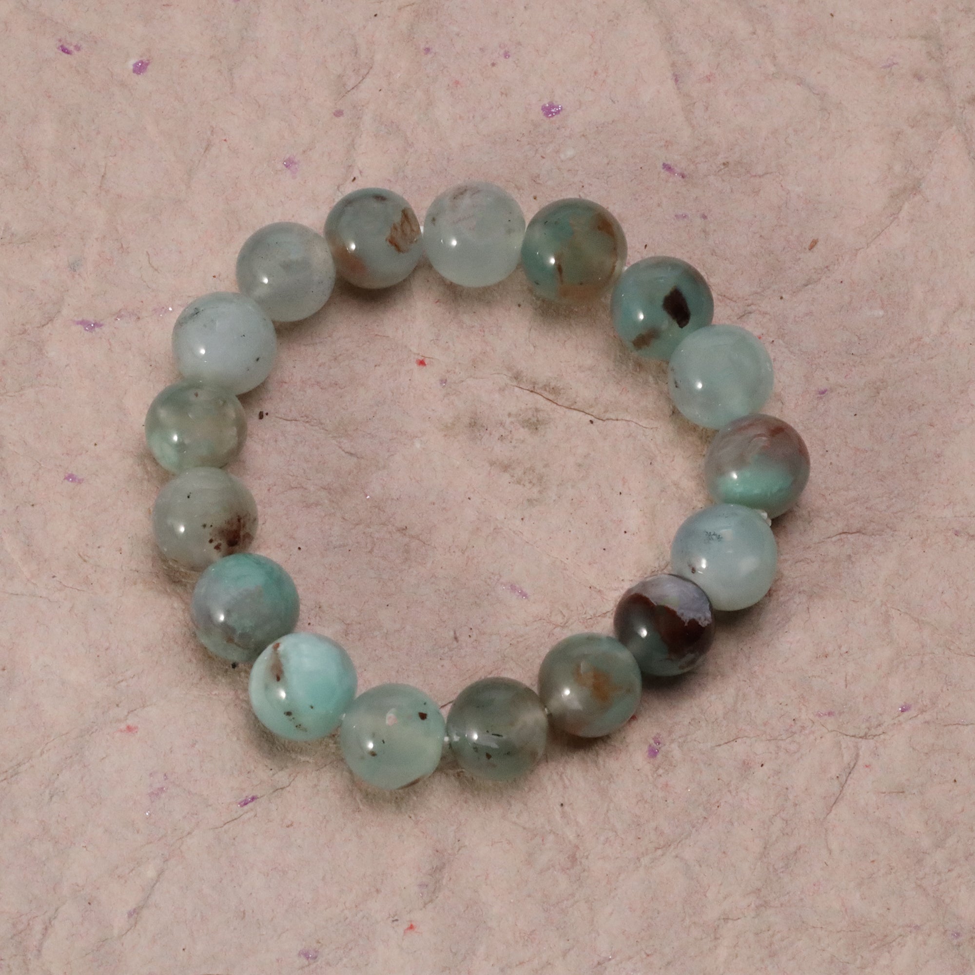 Luxury Aqua Chalcedony Bead Bracelet Genuine Round Gemstone Handmade Jewelry 191 Ct