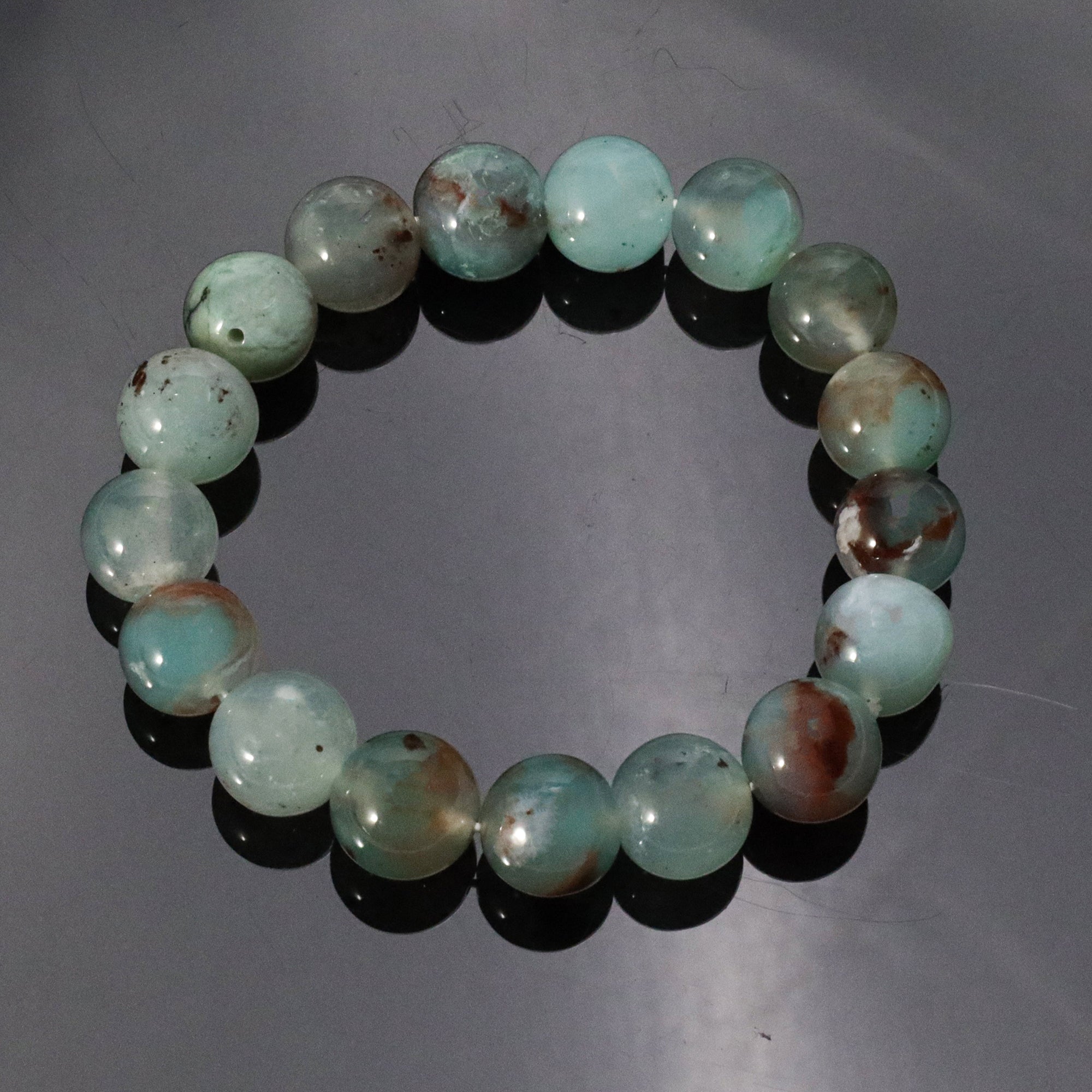 Luxury Aqua Chalcedony Bead Bracelet Genuine Round Gemstone Handmade Jewelry 191 Ct