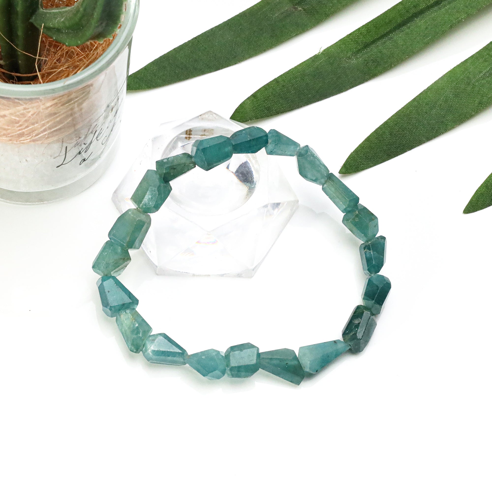 Natural Grandidierite Bracelet Fancy Faceted Gemstone Beads Handmade 68 Ct