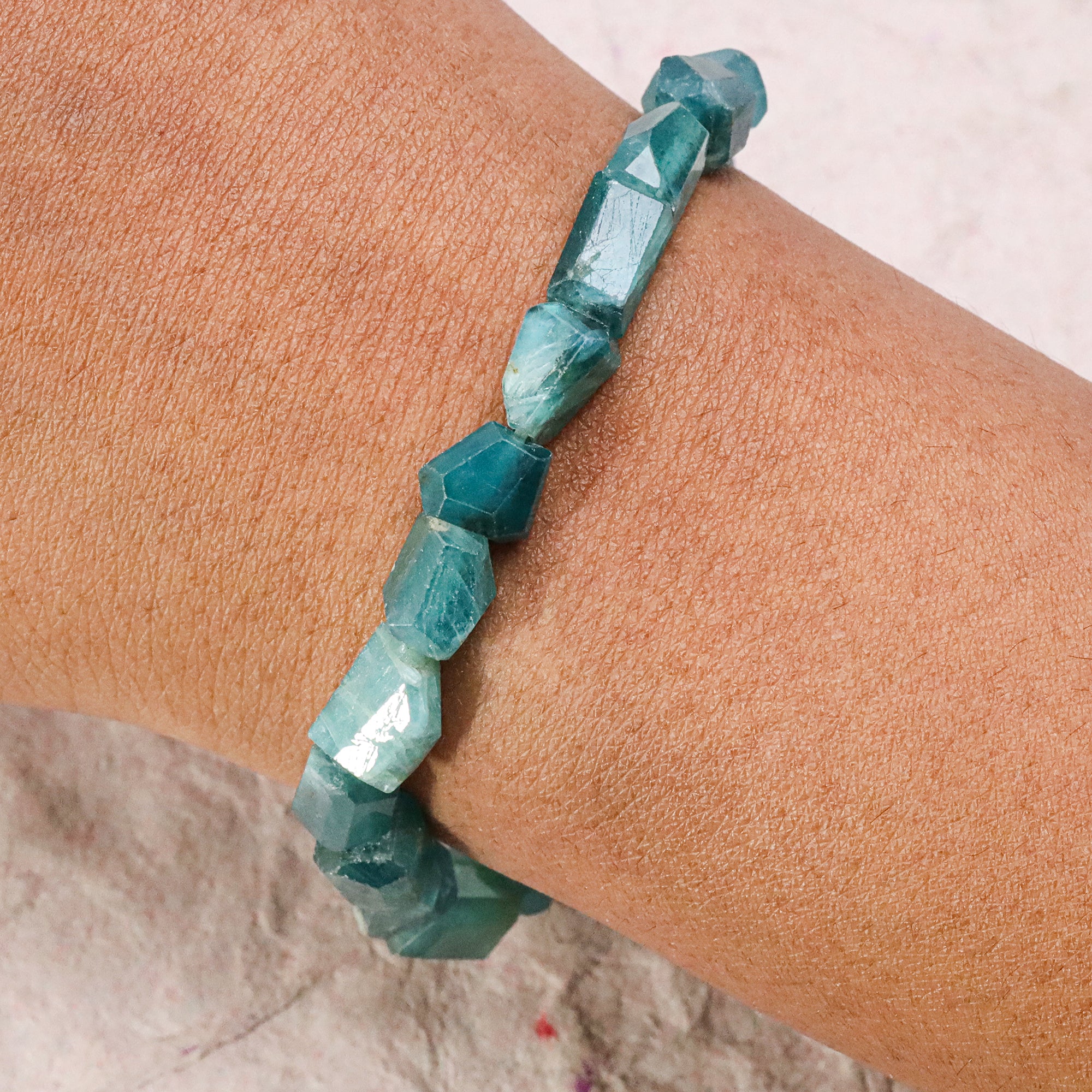 Natural Grandidierite Bracelet Fancy Faceted Gemstone Beads Handmade 74 Ct