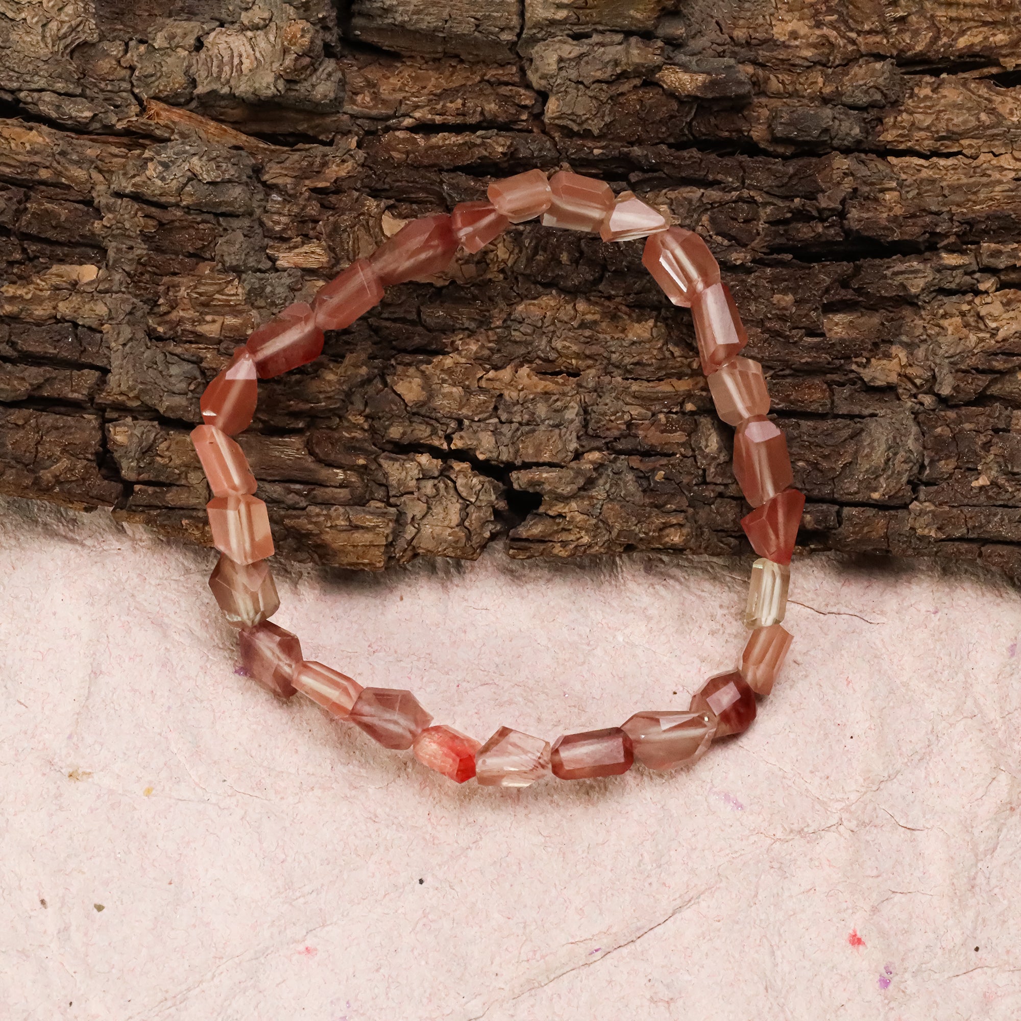Handmade natural Andesine faceted gemstone tumble bracelet