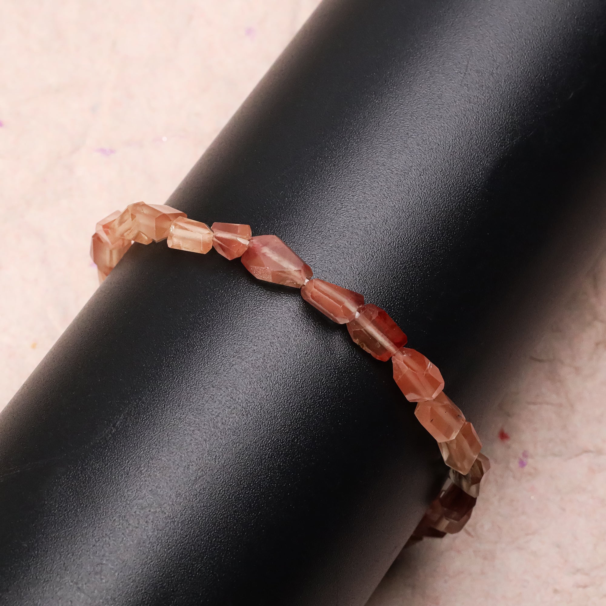 Handmade natural Andesine faceted gemstone tumble bracelet