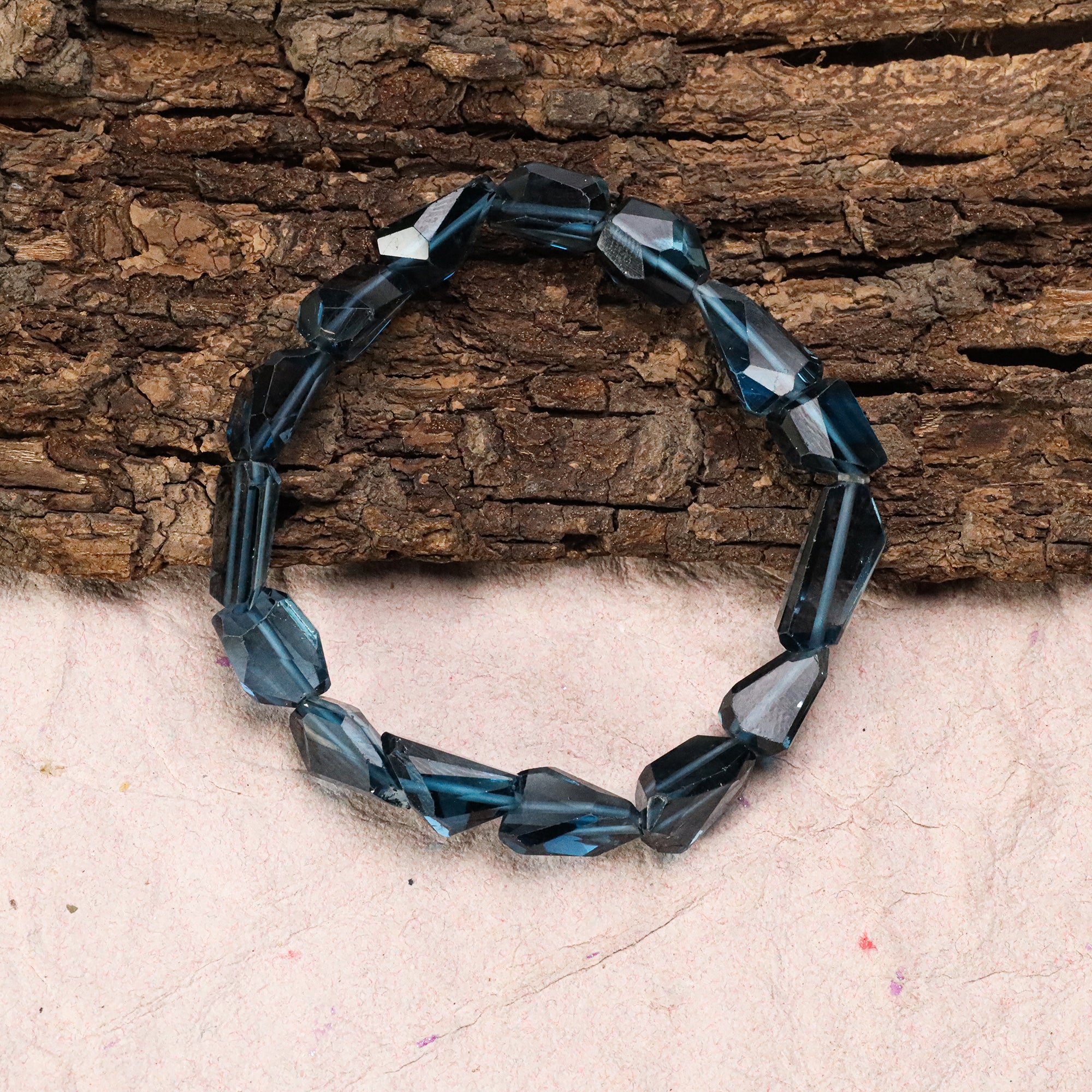 Natural London Blue Topaz Bracelet Faceted Nugget Gemstone Beads Handmade 112 Ct