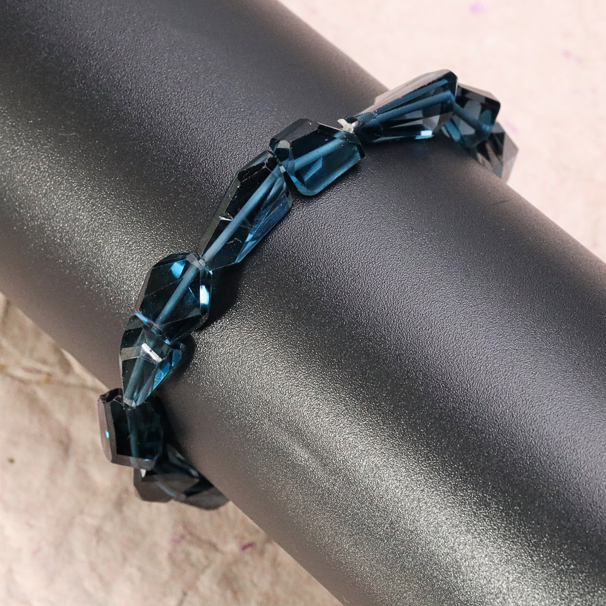 Natural London Blue Topaz Bracelet Faceted Nugget Gemstone Beads Handmade 112 Ct