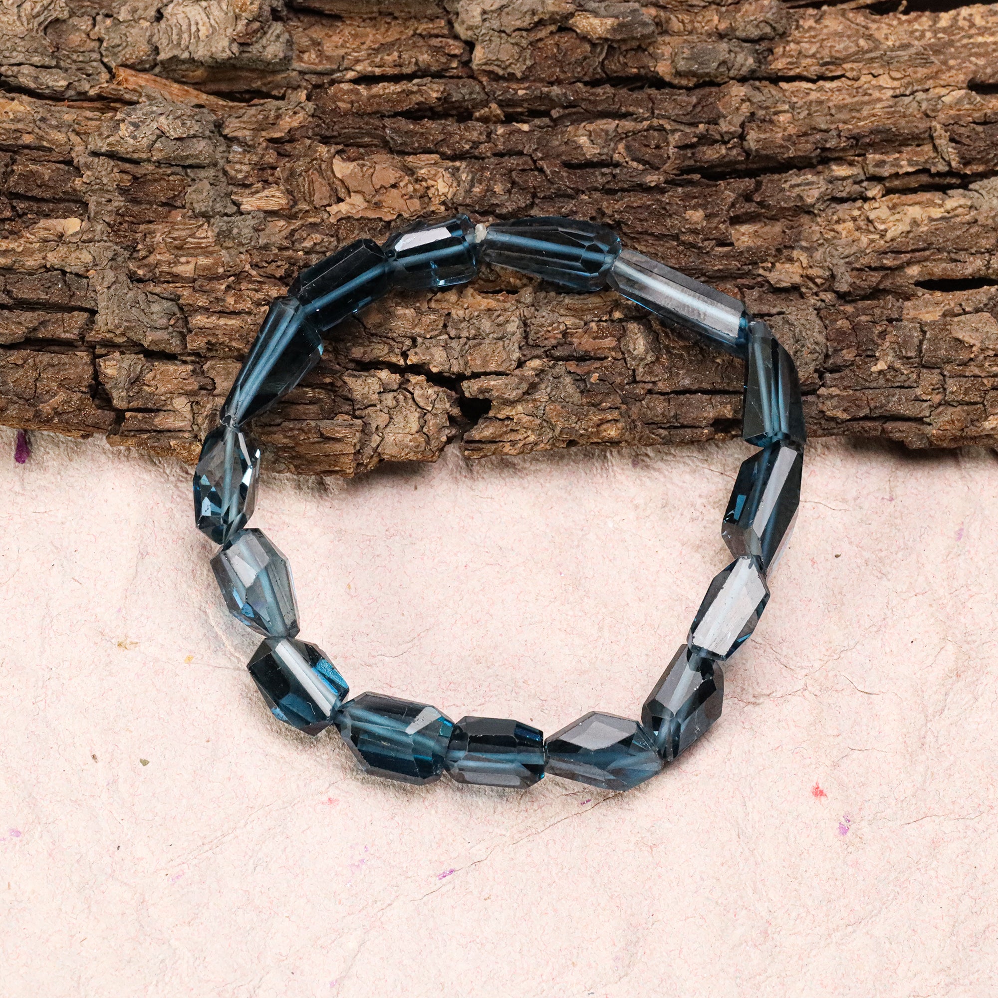 Natural London Blue Topaz Bracelet Faceted Nugget Gemstone Beads Handmade 113 Ct