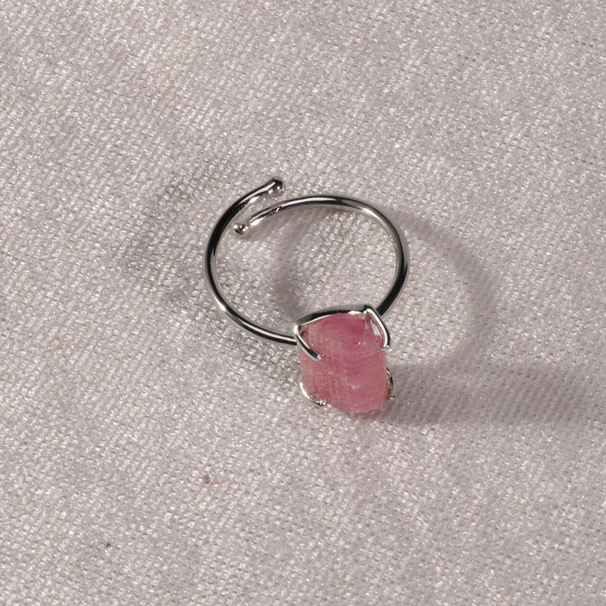 Raw Pink Tourmaline Ring in 925 Sterling Silver Rough Gemstone Ring Handmade October Birthstone Jewelry