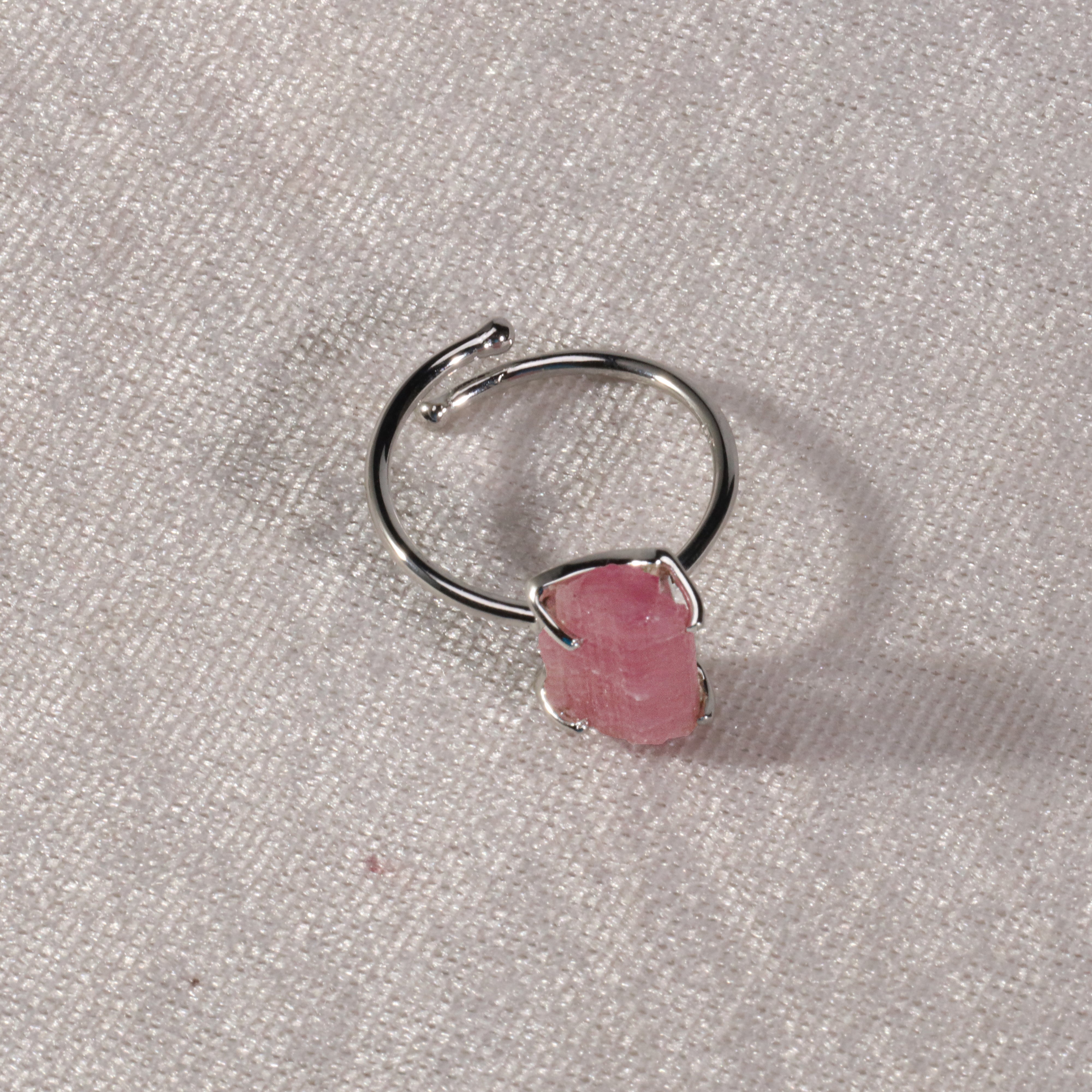 Raw Pink Tourmaline Ring in 925 Sterling Silver Rough Gemstone Ring Handmade October Birthstone Jewelry