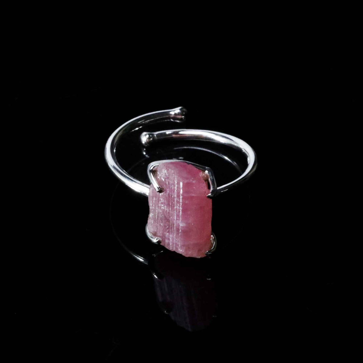 Raw Pink Tourmaline Ring in 925 Sterling Silver Rough Gemstone Ring Handmade October Birthstone Jewelry