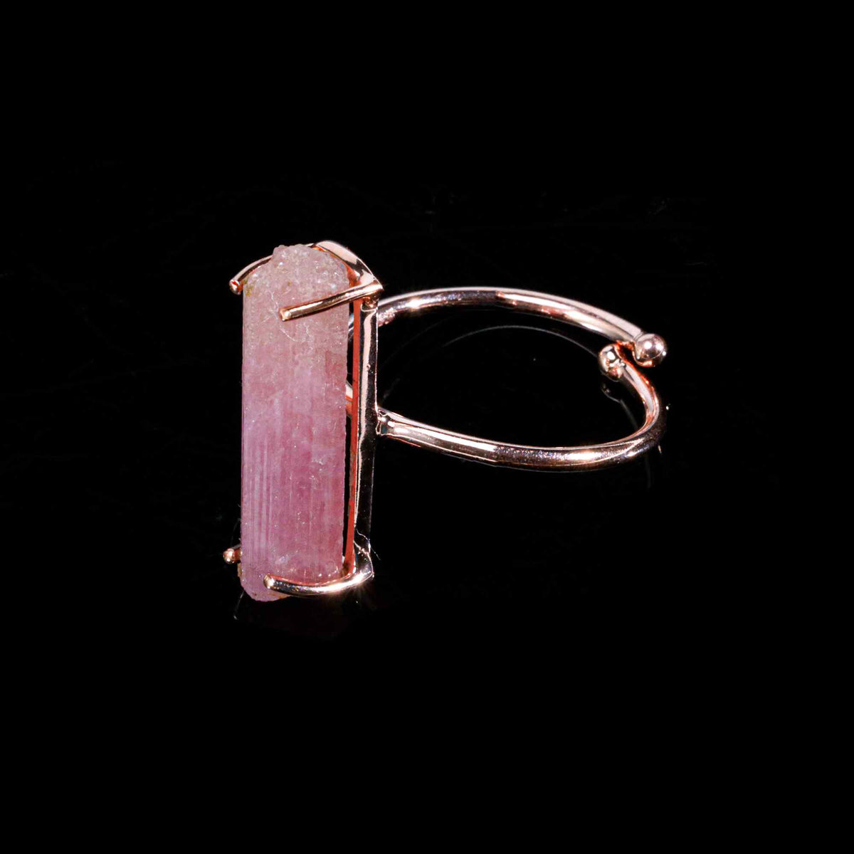 Raw Pink Tourmaline 6x25mm Ring in 925 Sterling Silver Rough Gemstone Handmade Jewelry