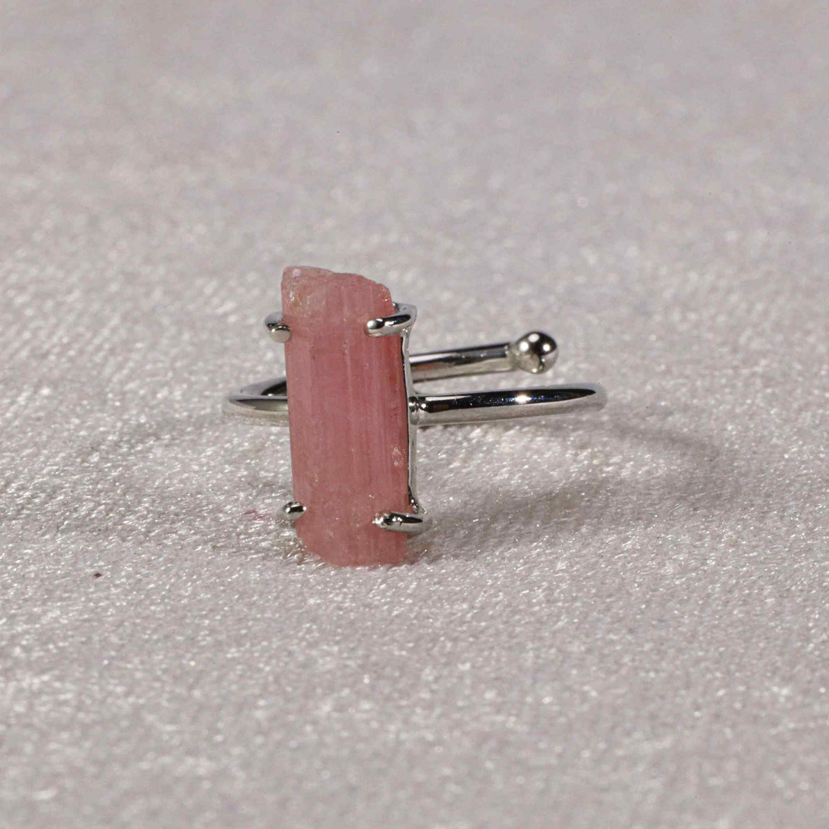 Raw Pink Tourmaline 5x15mm Ring in 925 Sterling Silver Rough Gemstone Handmade Jewelry