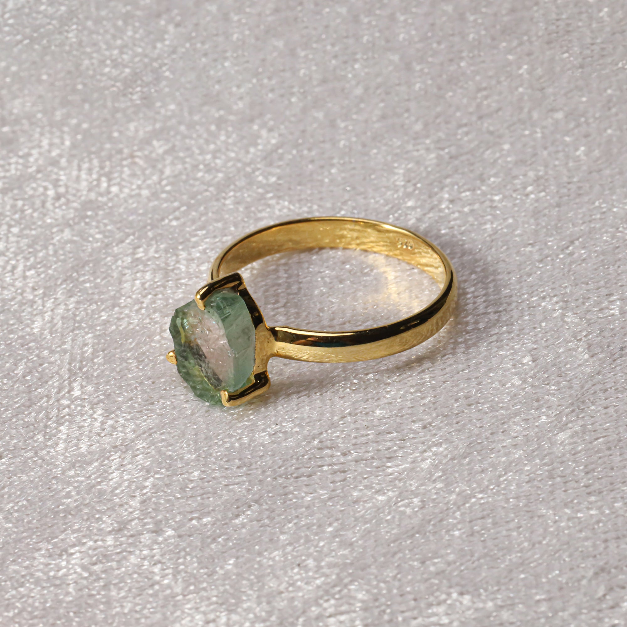 Raw Watermelon Tourmaline 10–15mm Ring in 925 Sterling Silver