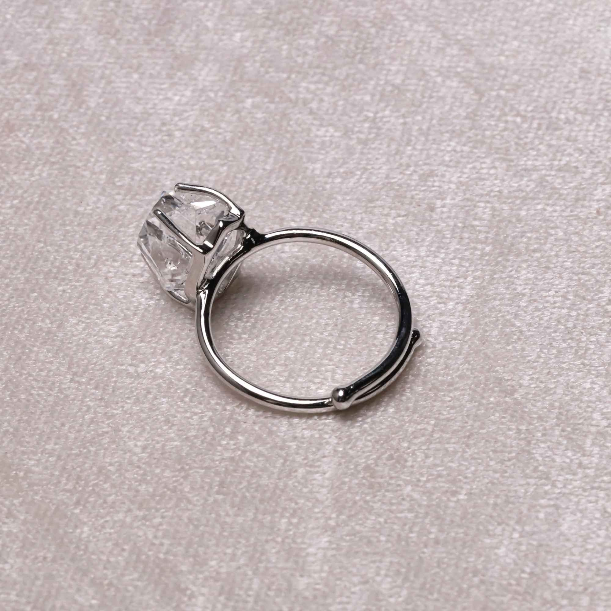 Raw Herkimer 10–15mm Ring in 925 Sterling Silver Rough Gemstone Handmade Crystal Jewelry Gift for Her