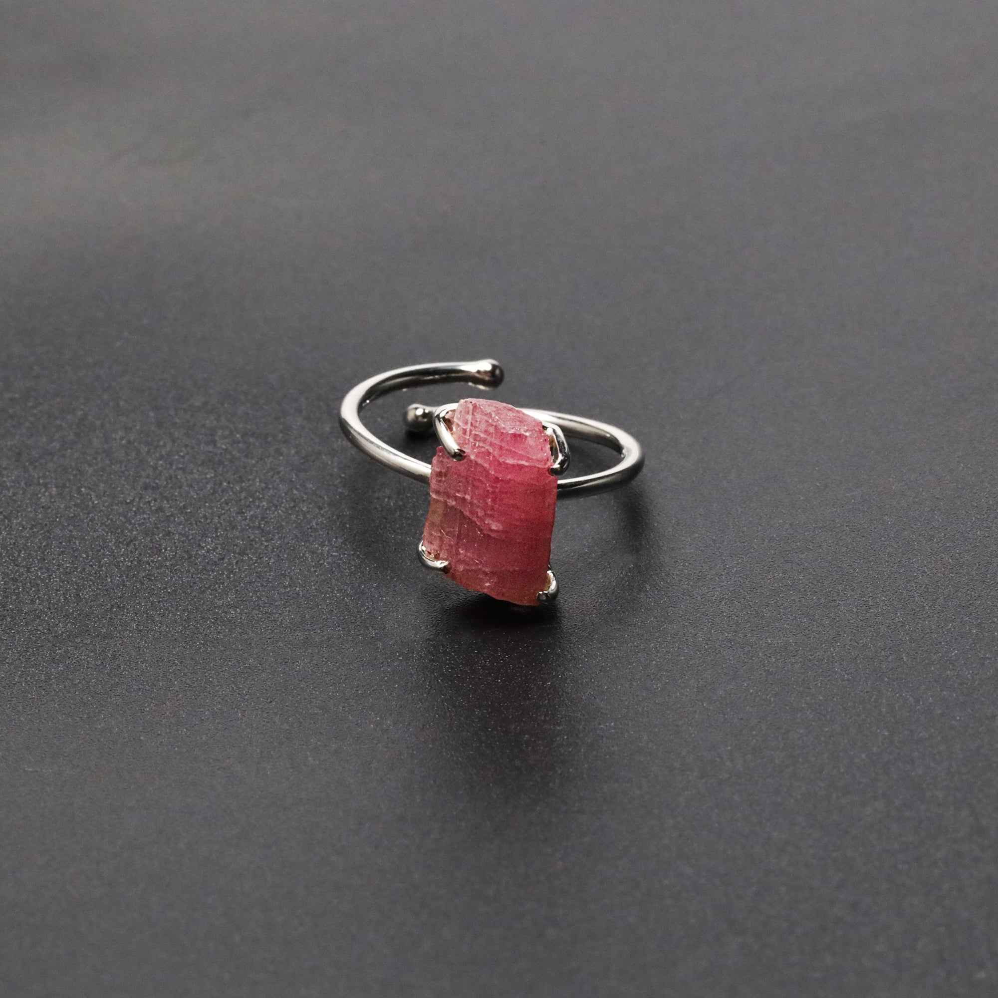 Raw Pink Tourmaline Ring in 925 Sterling Silver Rough Gemstone Ring Handmade October Birthstone Jewelry