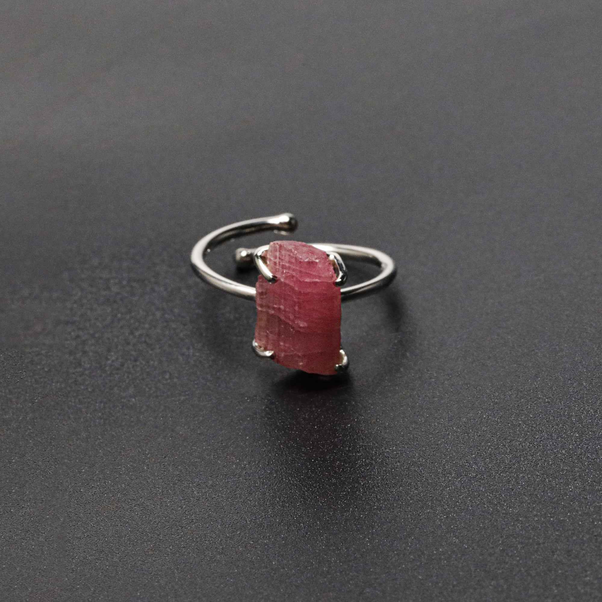 Raw Pink Tourmaline Ring in 925 Sterling Silver Rough Gemstone Ring Handmade October Birthstone Jewelry