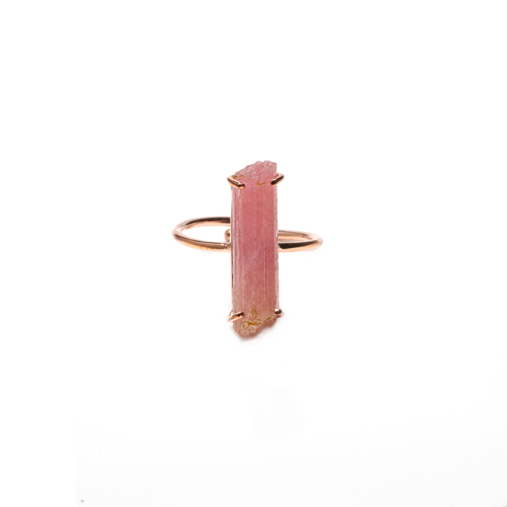 Raw Pink Tourmaline 6x25mm Ring in 925 Sterling Silver Rough Gemstone Handmade Jewelry