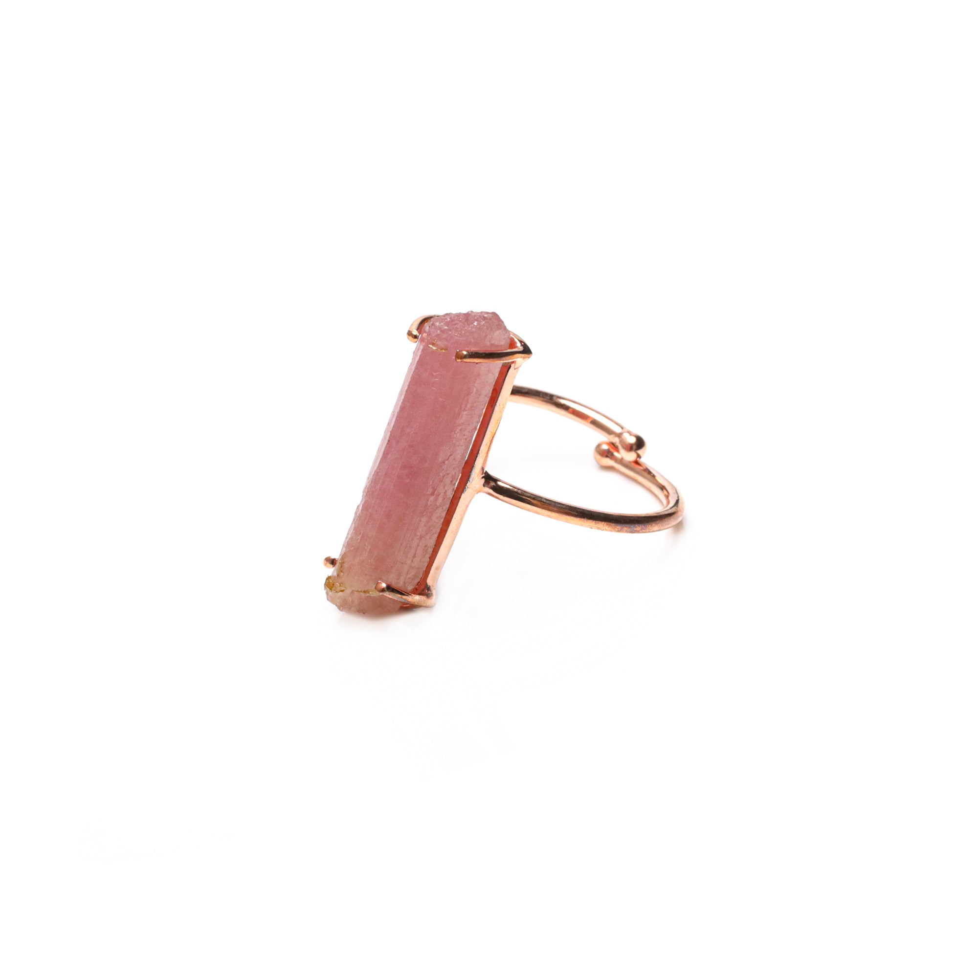 Raw Pink Tourmaline 6x25mm Ring in 925 Sterling Silver Rough Gemstone Handmade Jewelry