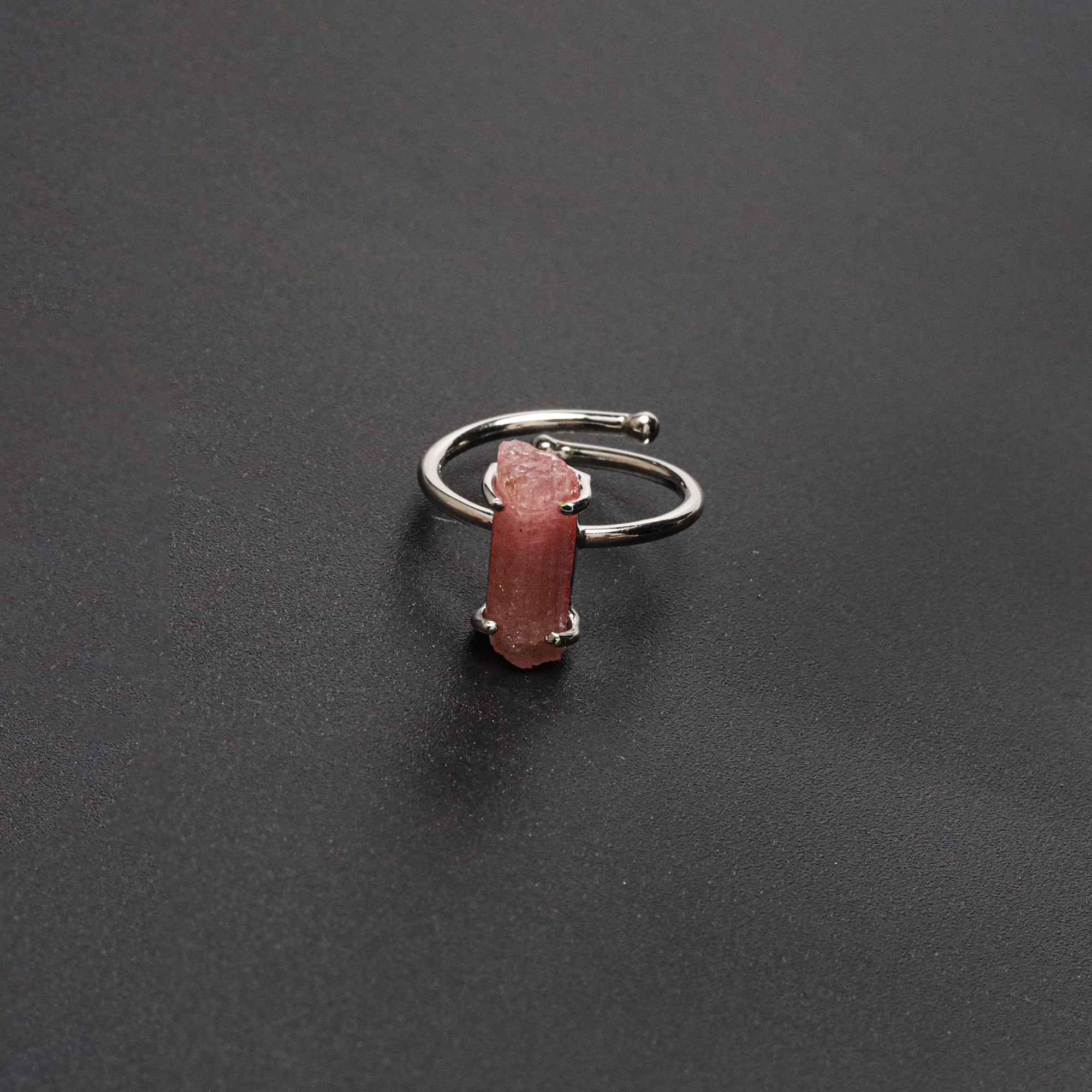 Raw Pink Tourmaline 5x15mm Ring in 925 Sterling Silver Rough Gemstone Handmade Jewelry
