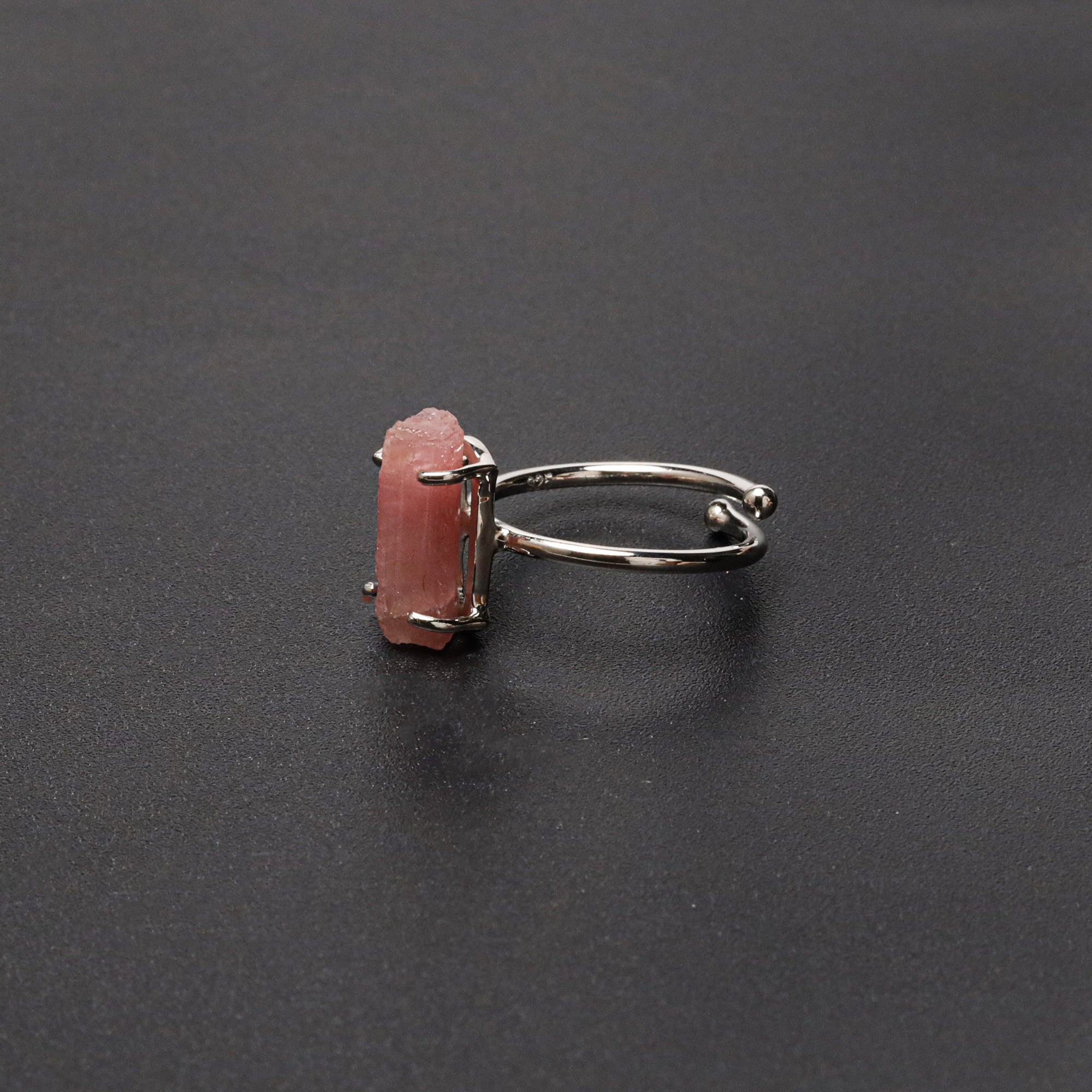 Raw Pink Tourmaline 5x15mm Ring in 925 Sterling Silver Rough Gemstone Handmade Jewelry