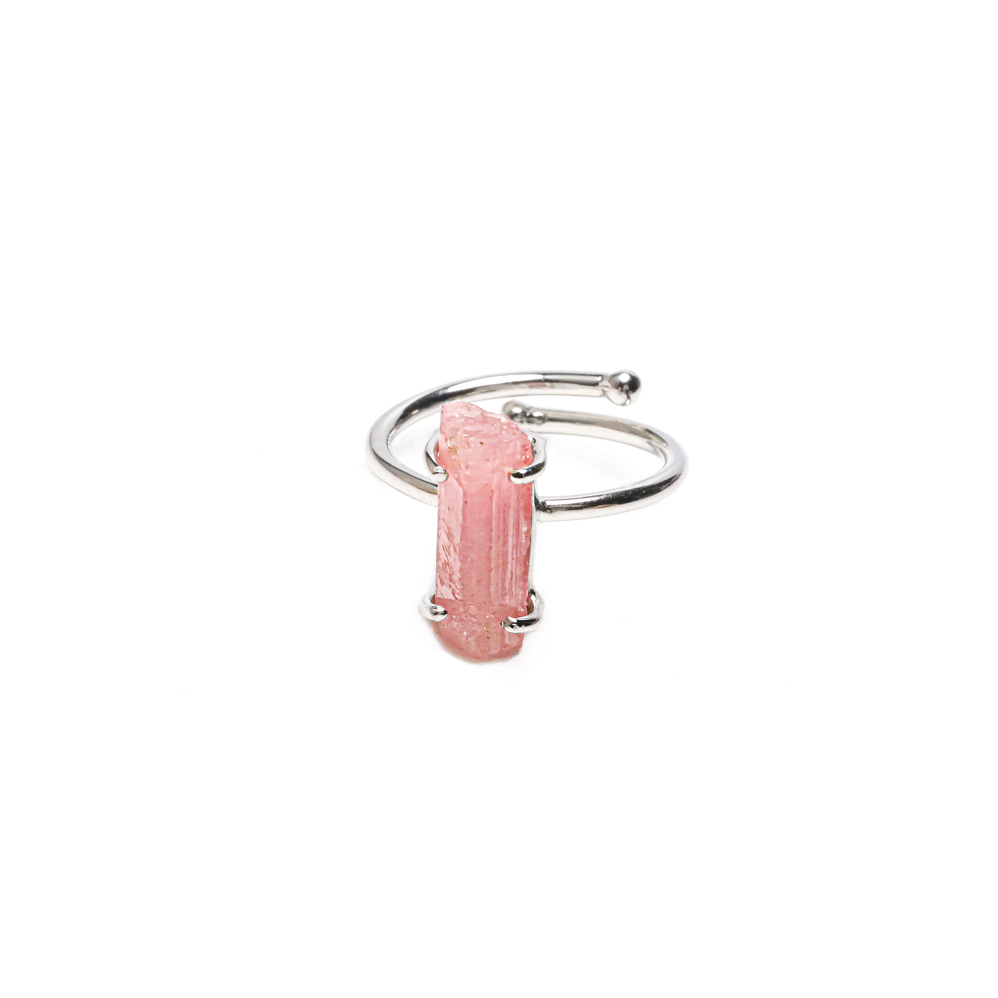 Raw Pink Tourmaline 5x15mm Ring in 925 Sterling Silver Rough Gemstone Handmade Jewelry