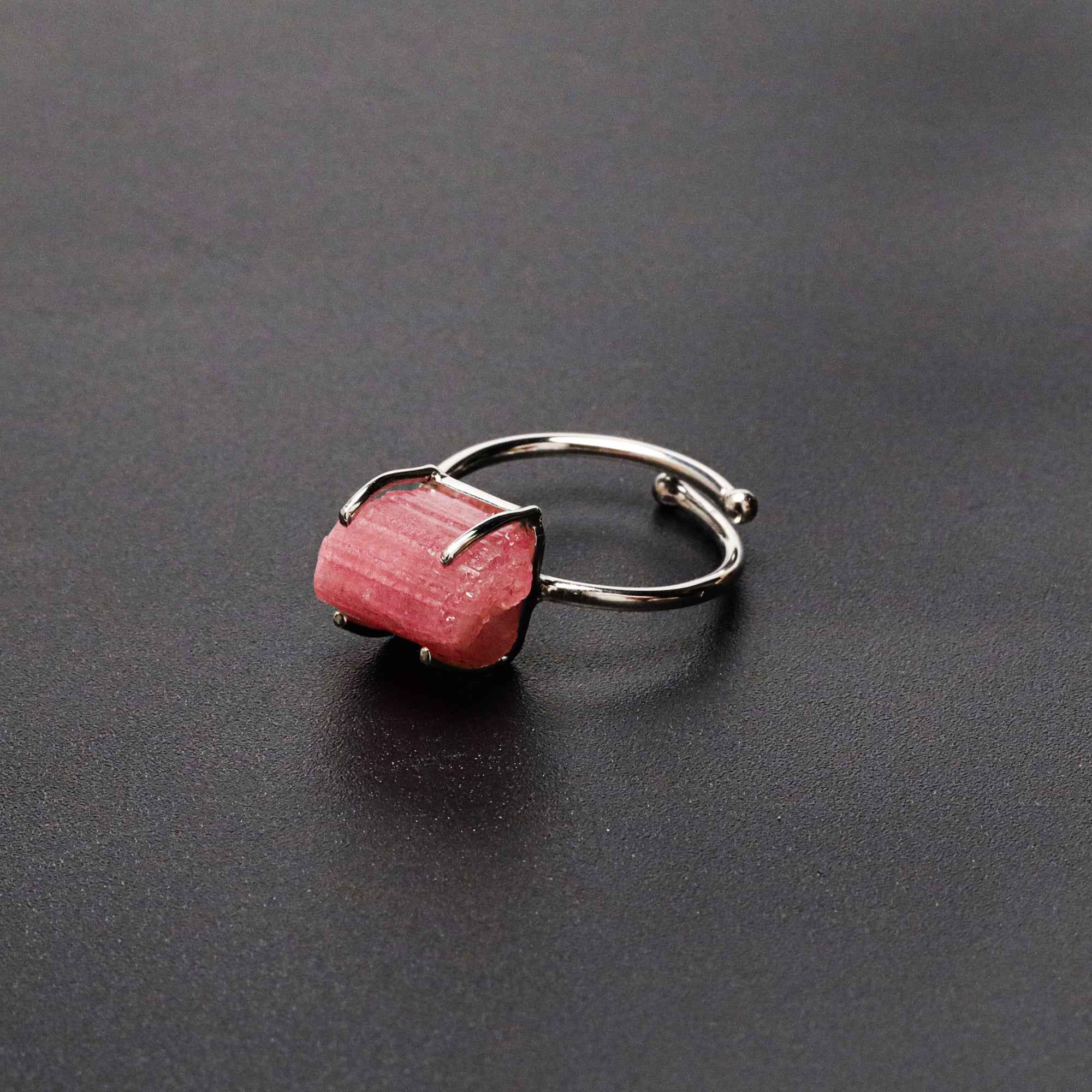 Raw Pink Tourmaline 10x14mm Ring in 925 Sterling Silver Rough Gemstone Handmade October Birthstone Jewelry