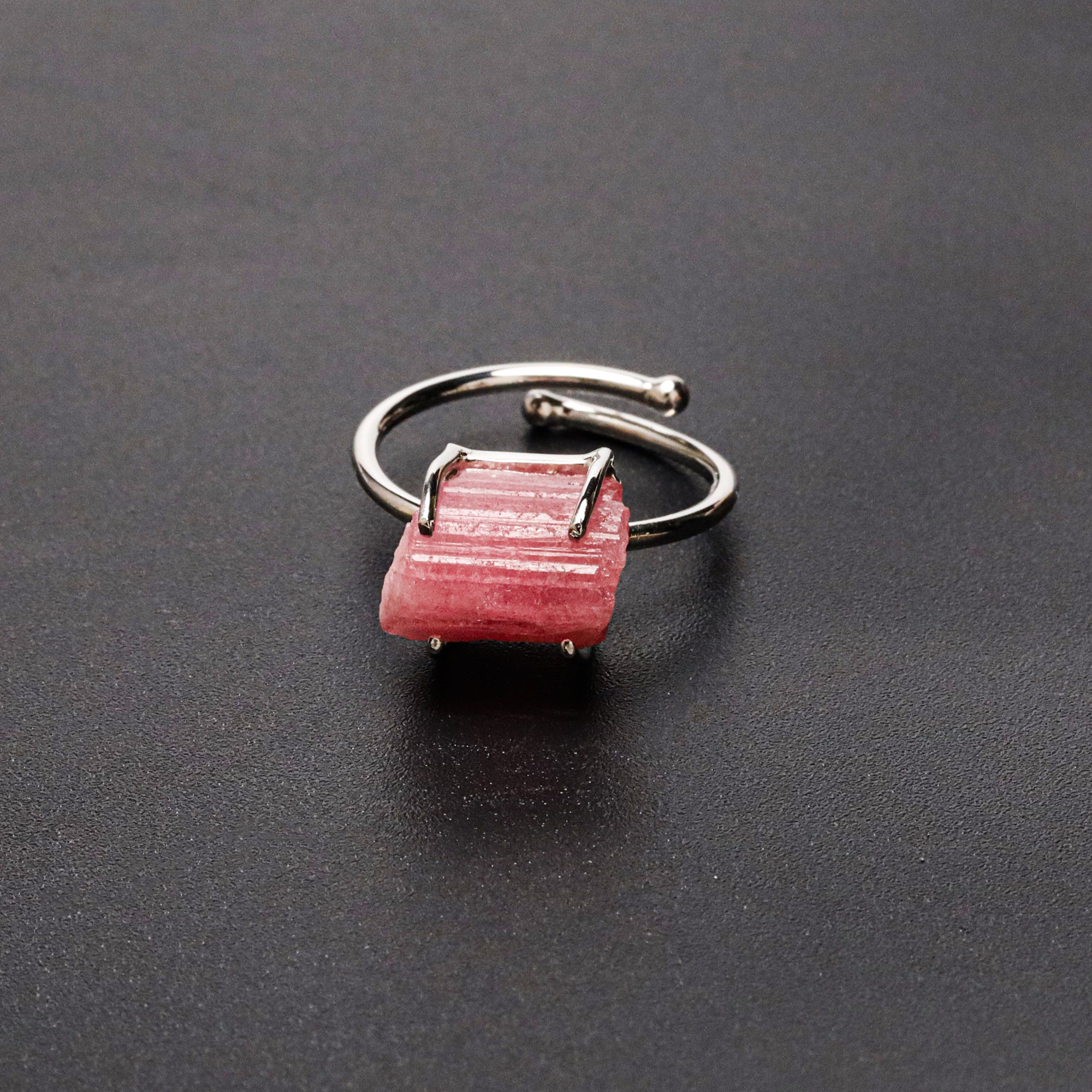 Raw Pink Tourmaline 10x14mm Ring in 925 Sterling Silver Rough Gemstone Handmade October Birthstone Jewelry
