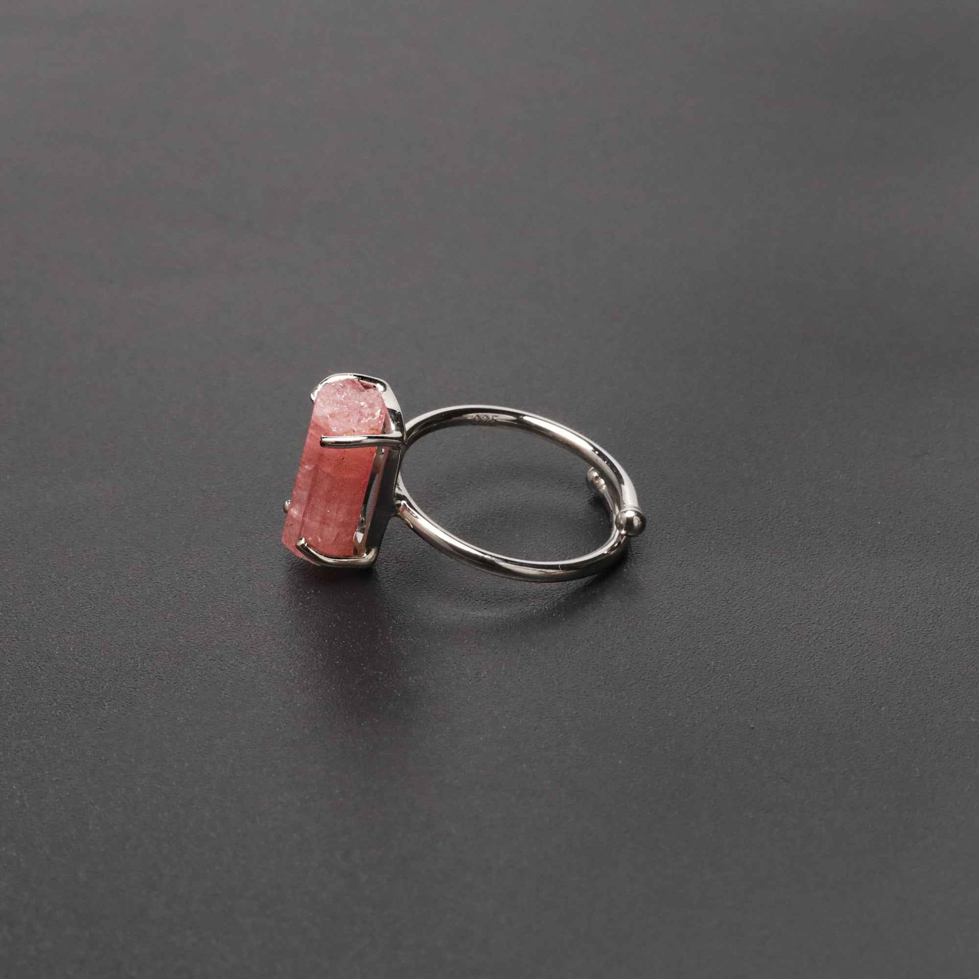 Raw Pink Tourmaline 6x13mm Ring in 925 Sterling Silver Rough Gemstone Handmade October Birthstone Jewelry