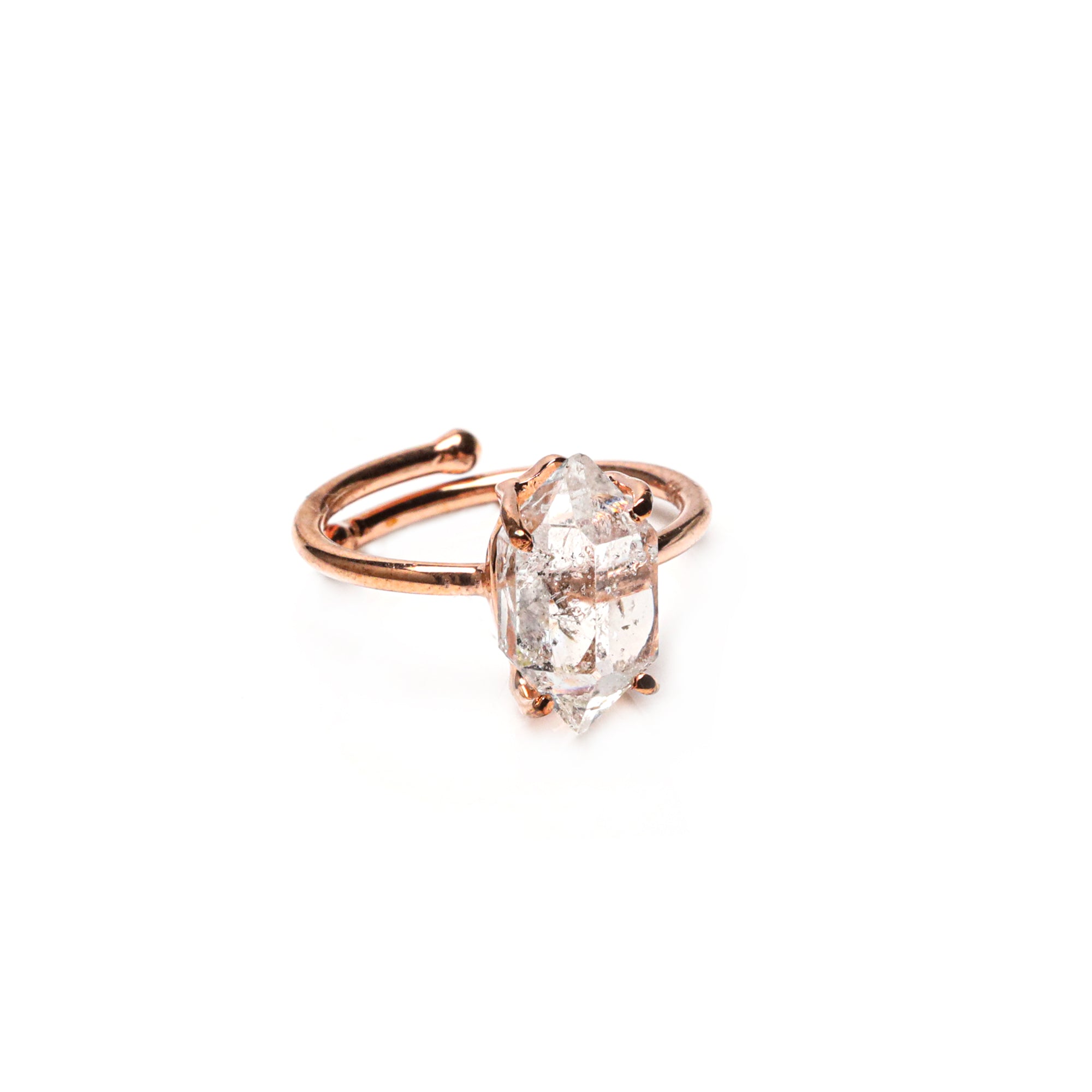 Raw Herkimer 10–15mm Ring in 925 Sterling Silver Rough Gemstone Handmade Crystal Jewelry Gift for Her