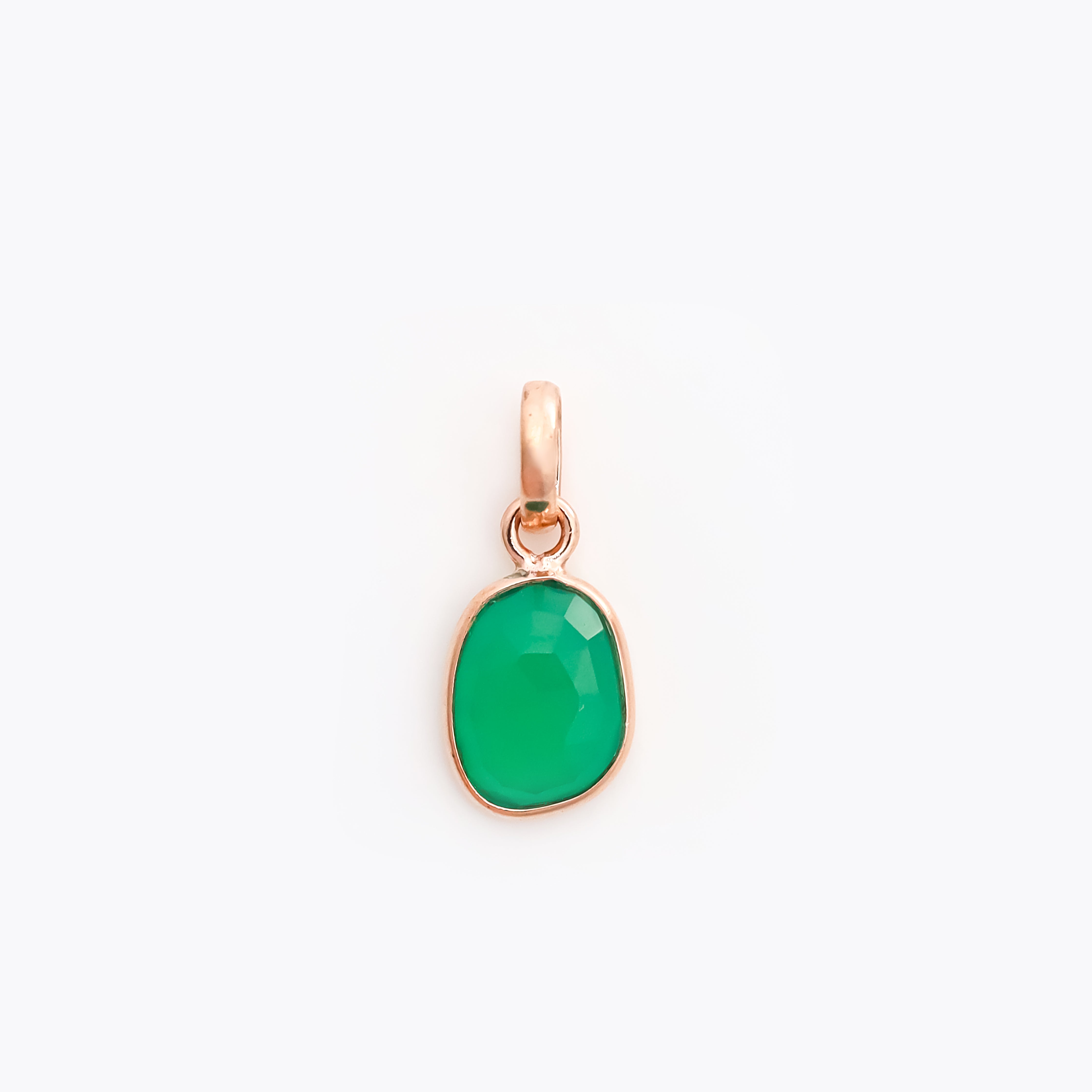 Green Onyx Rose Cut Pendant Medium Natural Green Gemstone Pendant 925 Sterling Silver Handmade Jewelry Gift