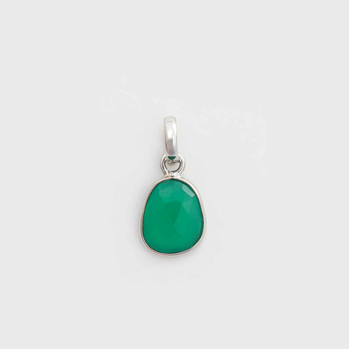 Green Onyx Rose Cut Pendant Medium Natural Green Gemstone Pendant 925 Sterling Silver Handmade Jewelry Gift