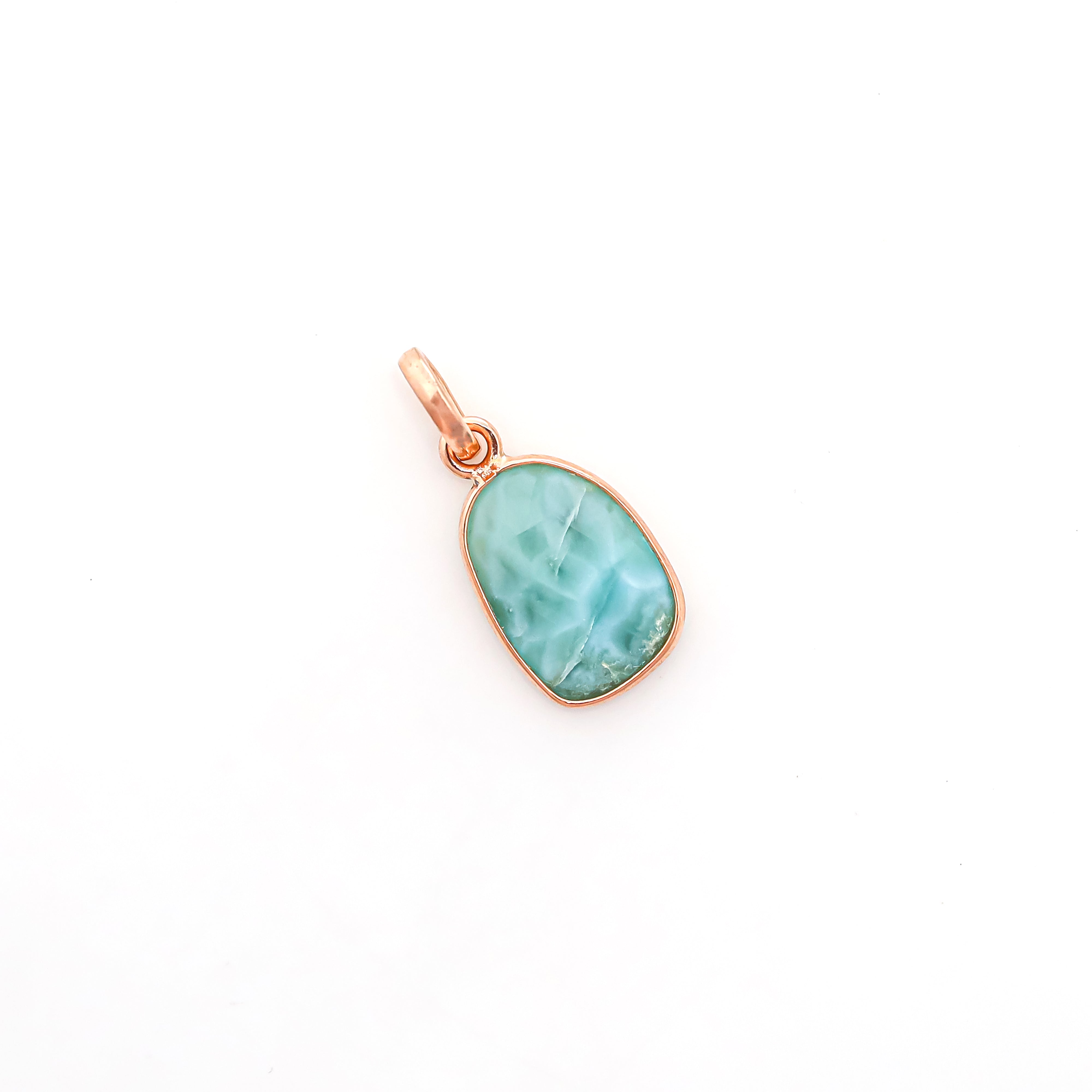 Larimar Rose Cut Pendant Large Natural Blue Gemstone Pendant 925 Sterling Silver Handmade Jewelry Gift