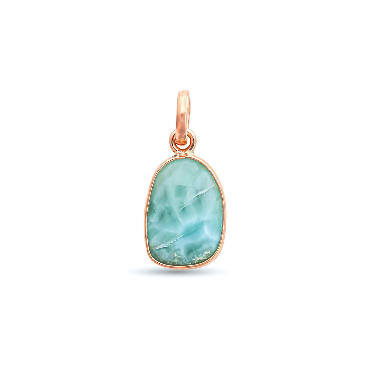Larimar Rose Cut Pendant Natural Blue Gemstone Pendant 925 Sterling Silver Handmade Jewelry