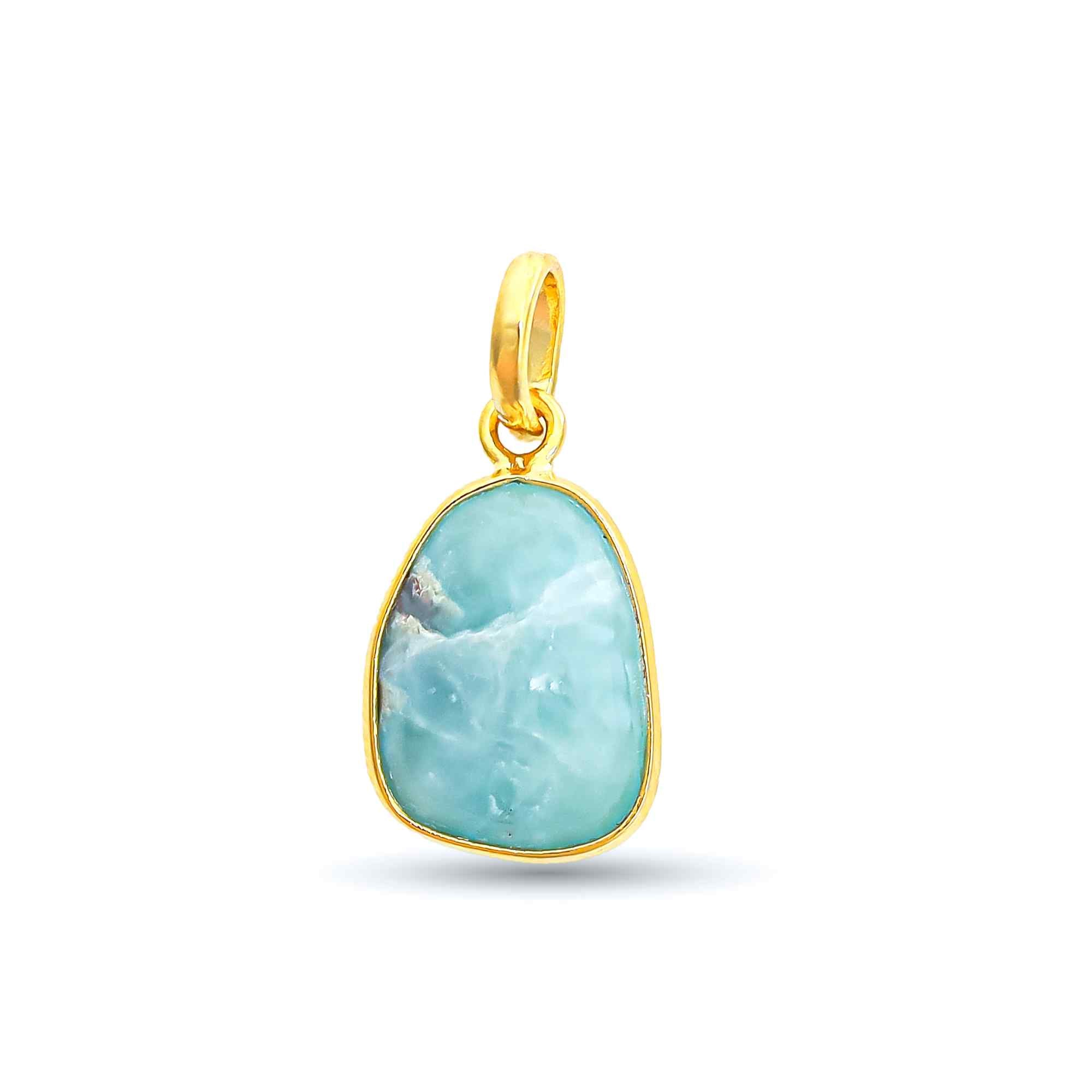 Larimar Rose Cut Pendant Natural Blue Gemstone Pendant 925 Sterling Silver Handmade Jewelry