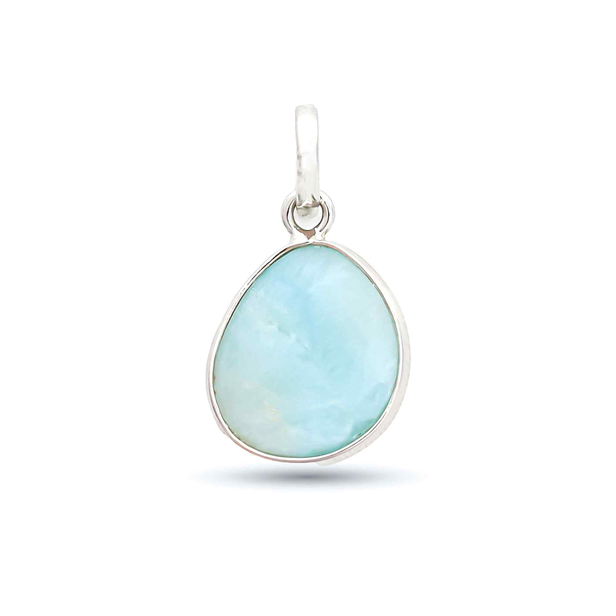 Larimar Rose Cut Pendant Natural Blue Gemstone Pendant 925 Sterling Silver Handmade Jewelry