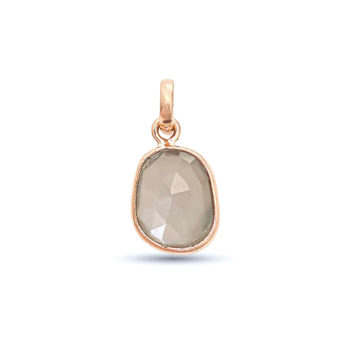 Natural Grey Moonstone Rose Cut Pendant 925 Sterling Silver
