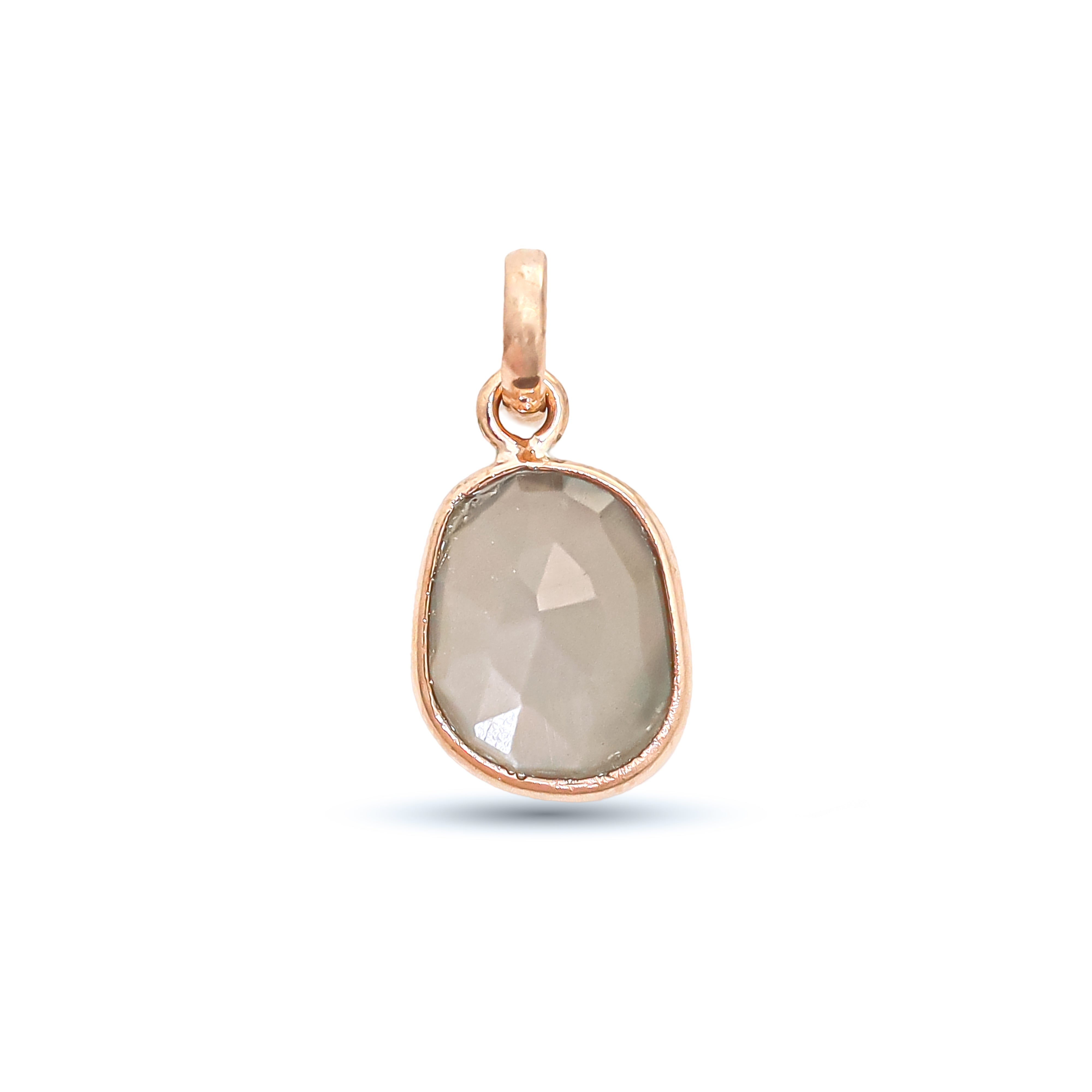 Grey Moonstone Rose Cut Pendant Large Natural Moonstone Pendant 925 Sterling Silver Handmade Jewelry Gift