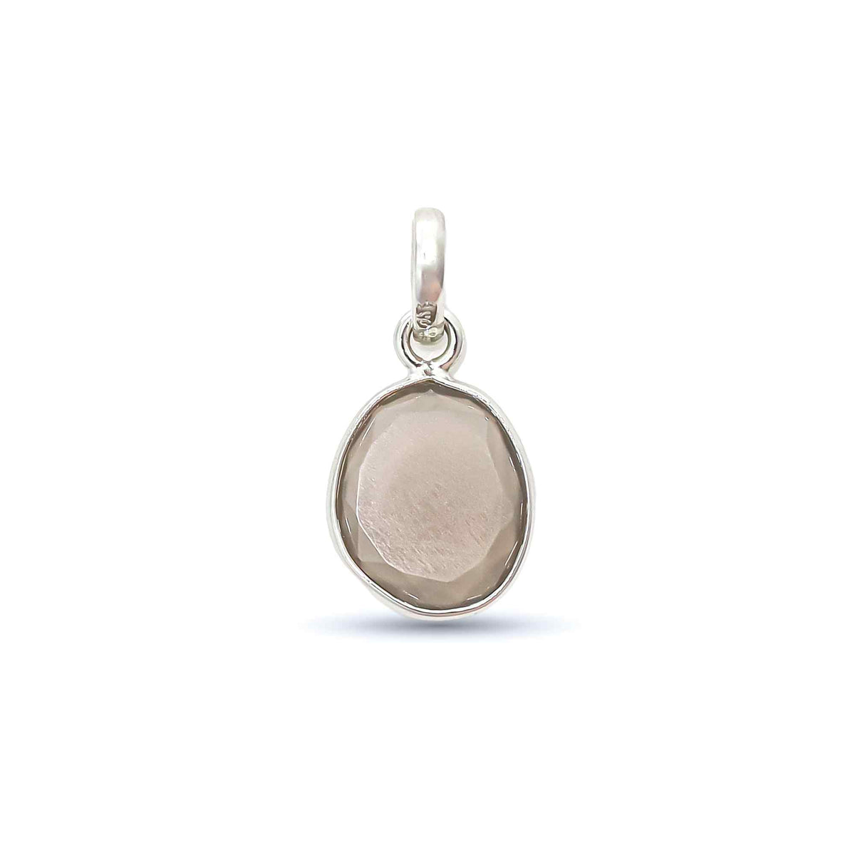 Natural Grey Moonstone Rose Cut Pendant 925 Sterling Silver