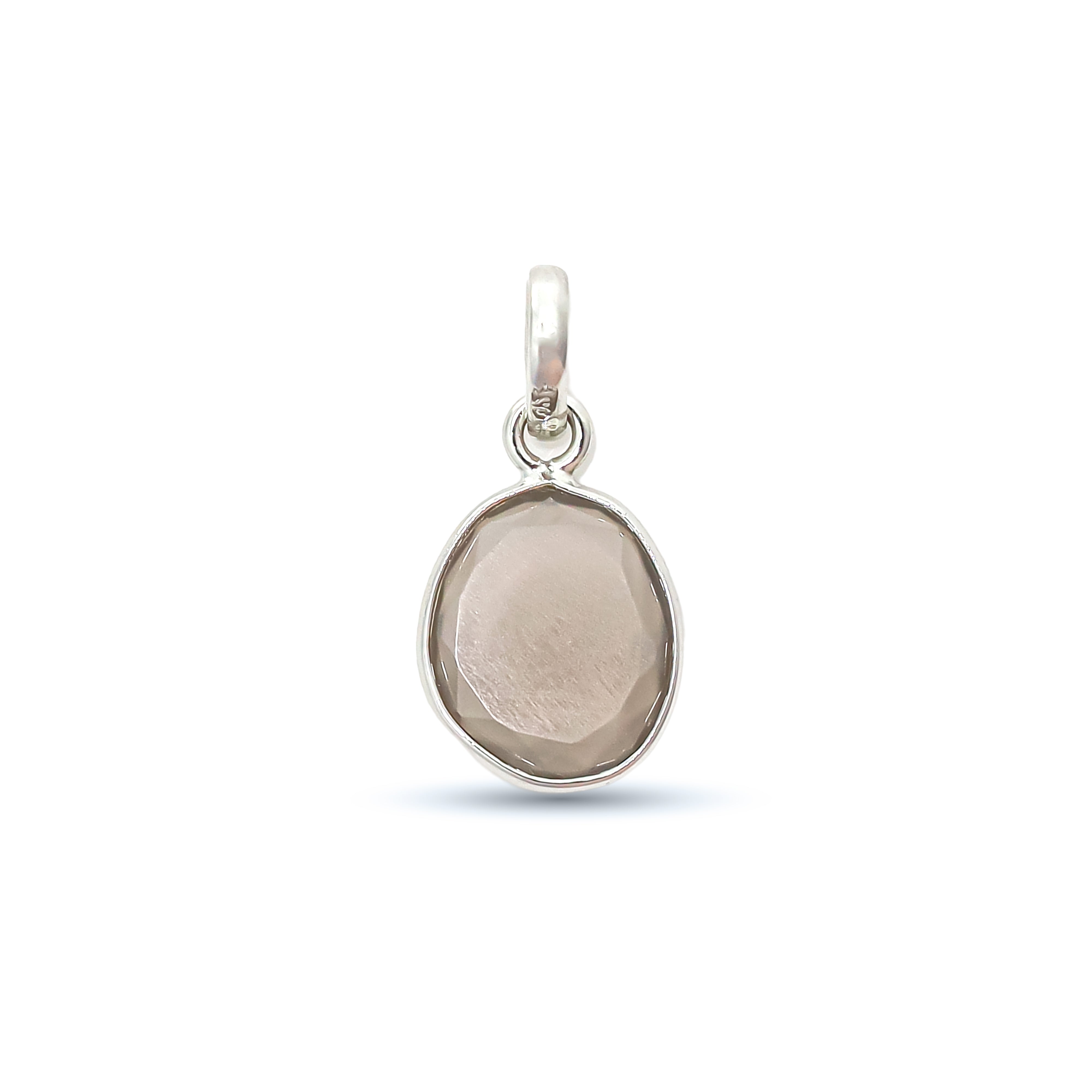 Grey Moonstone Rose Cut Pendant Large Natural Moonstone Pendant 925 Sterling Silver Handmade Jewelry Gift