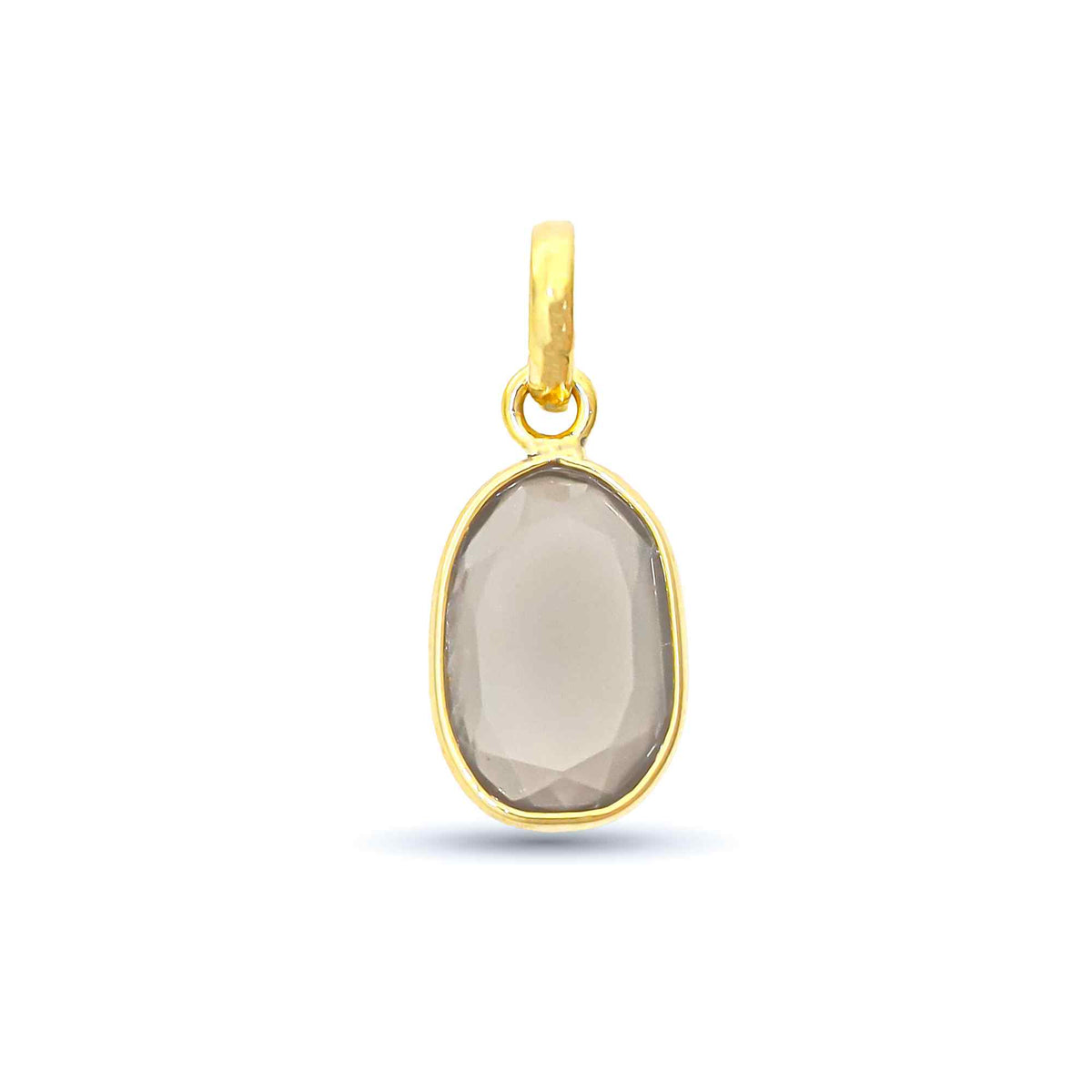 Natural Grey Moonstone Rose Cut Pendant 925 Sterling Silver