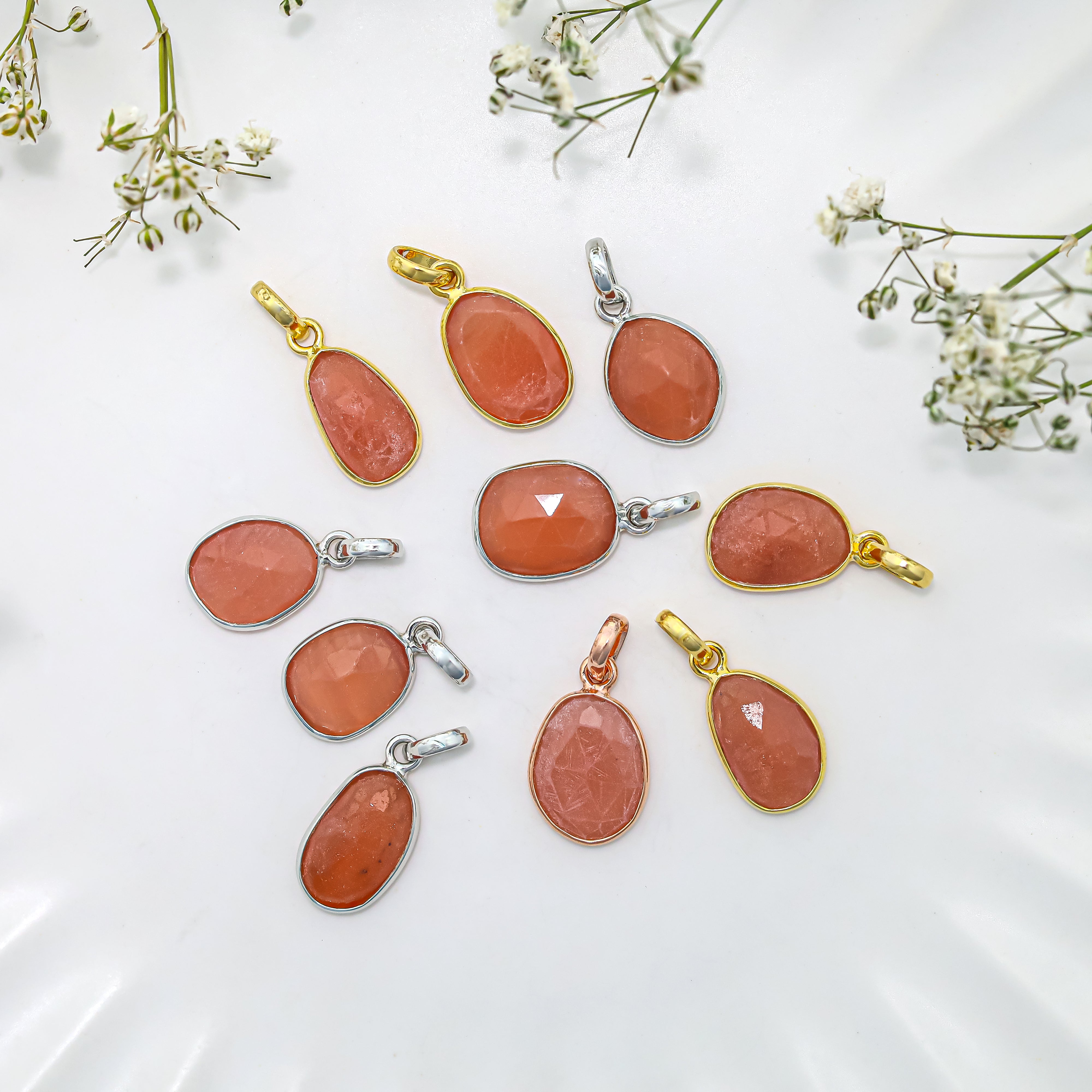 Rhodochrosite Peru Rose Cut Pendant Large Natural Pink Gemstone Pendant 925 Sterling Silver Handmade Jewelry Gift