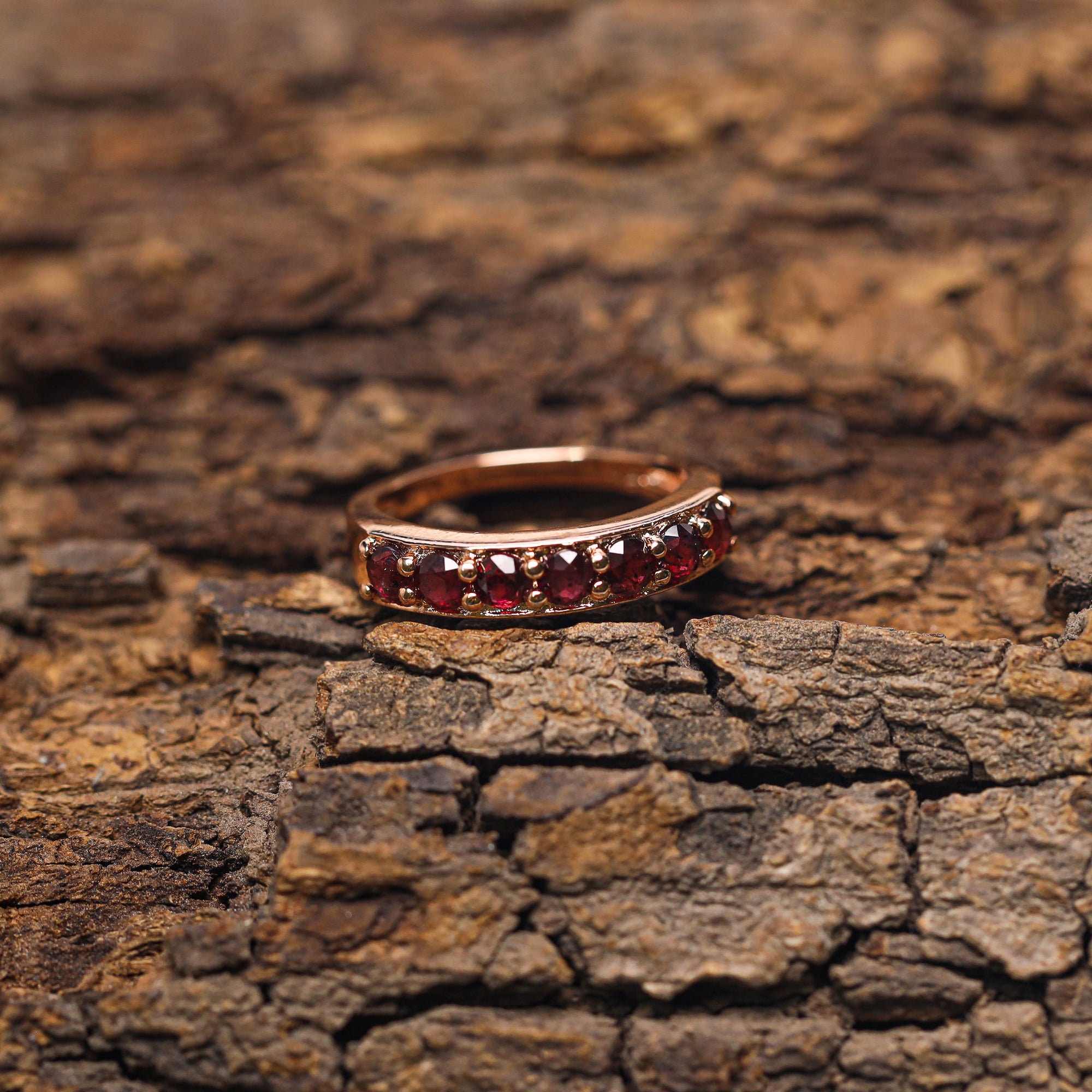 Rhodolite Garnet Round-Cut 3mm 925 Sterling Silver Challa Ring