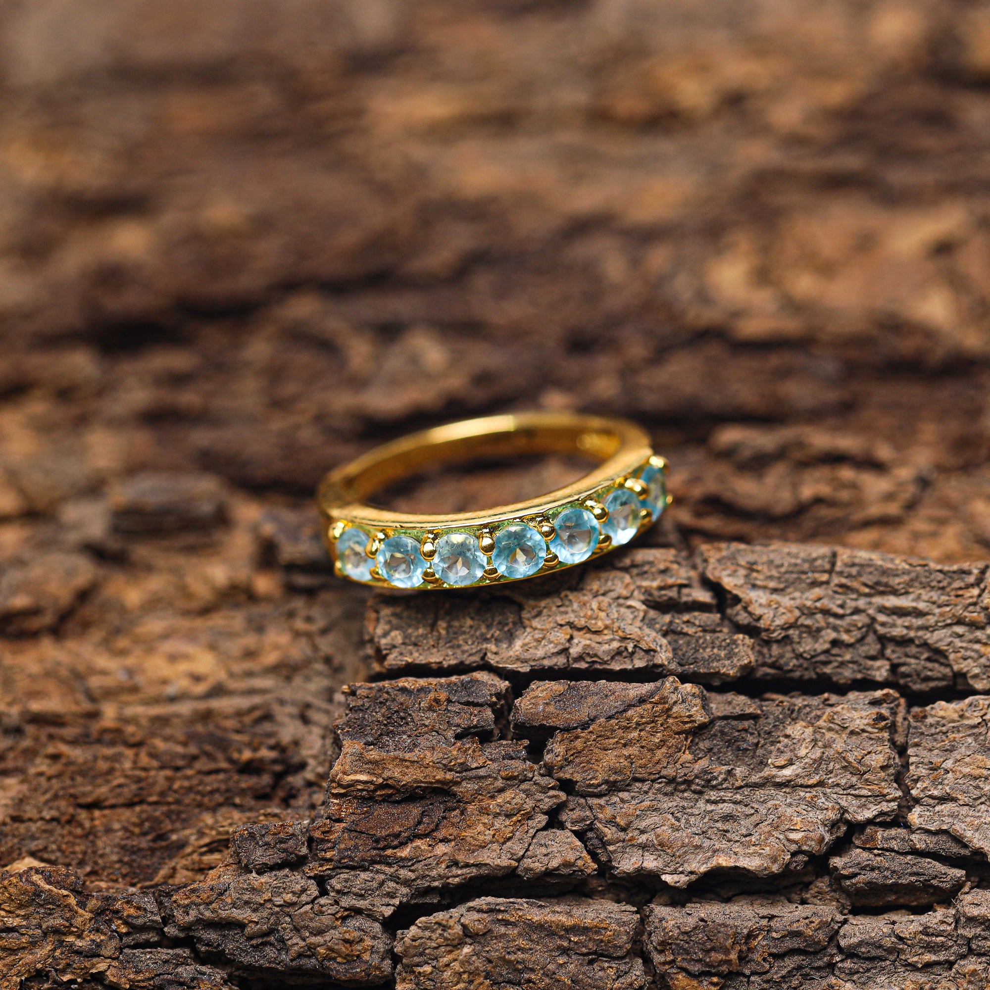 Blue Apatite Round Cut 3mm Ring in 925 Sterling Silver