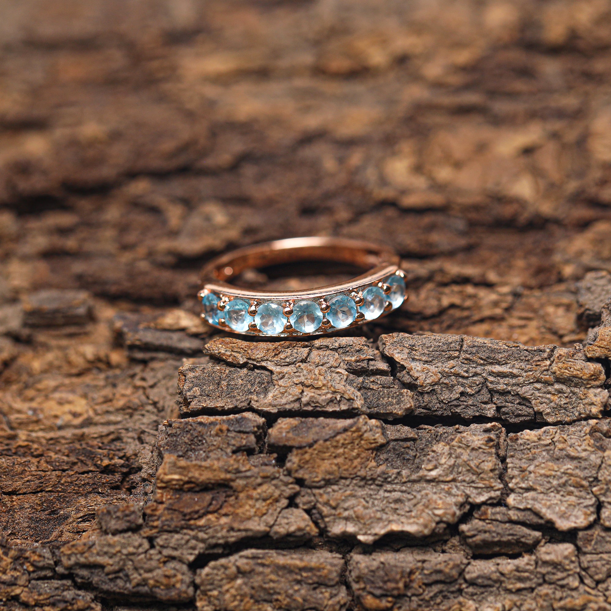 Blue Apatite Round Cut 3mm Ring in 925 Sterling Silver